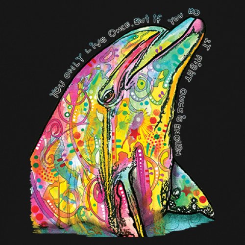 You Only Live Once Youth T-shirt Cute Neon Dolphin Dean Russo Yolo Kids - Picture 4 of 50