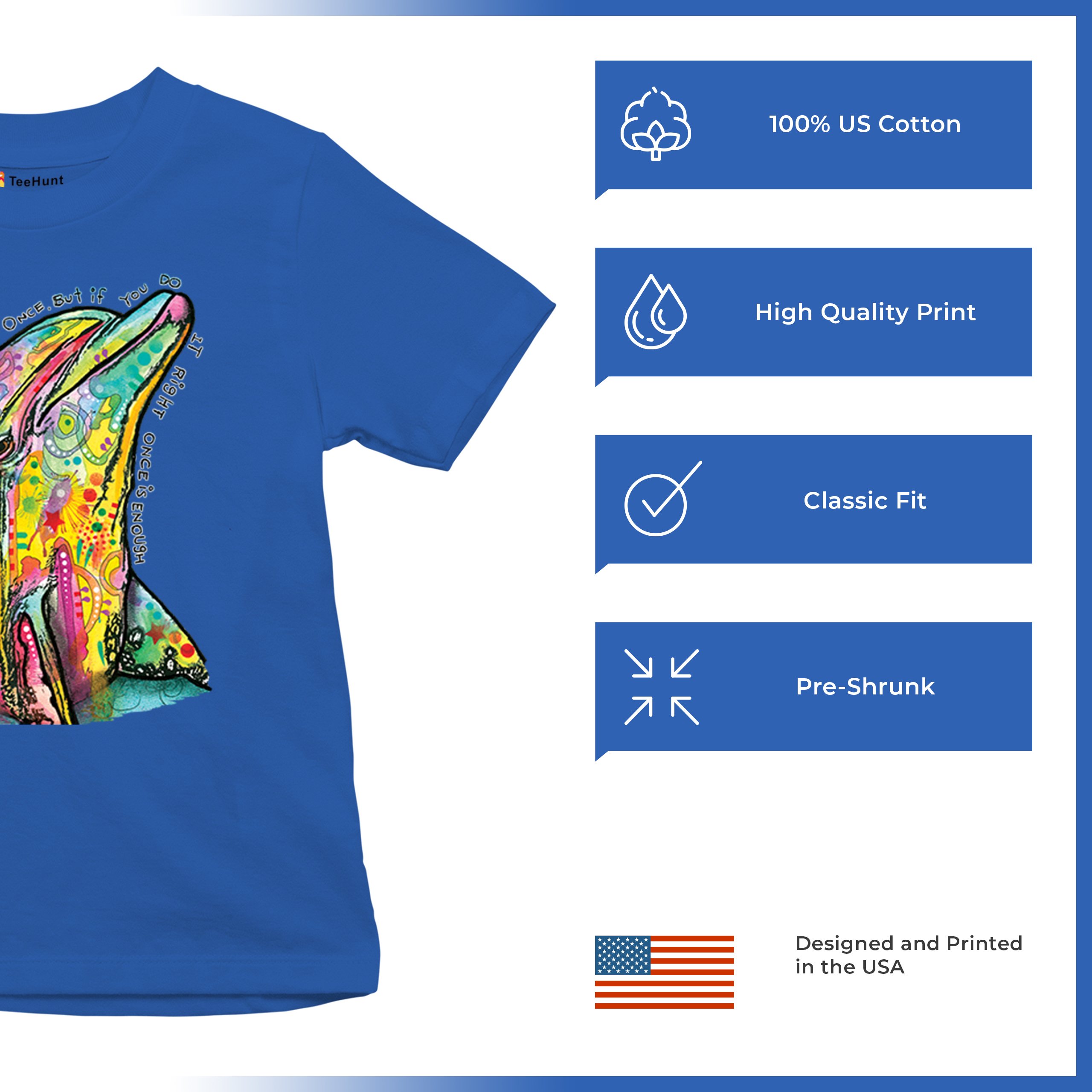 You Only Live Once Youth T-shirt Cute Neon Dolphin Dean Russo Yolo Kids - Picture 42 of 50