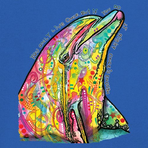 You Only Live Once Youth T-shirt Cute Neon Dolphin Dean Russo Yolo Kids - Picture 39 of 50