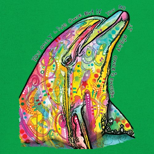 You Only Live Once Youth T-shirt Cute Neon Dolphin Dean Russo Yolo Kids - Picture 32 of 50