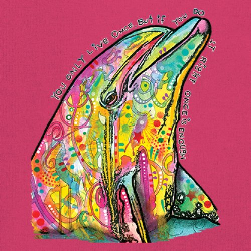 You Only Live Once Youth T-shirt Cute Neon Dolphin Dean Russo Yolo Kids - Picture 46 of 50