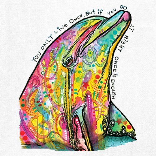 You Only Live Once Youth T-shirt Cute Neon Dolphin Dean Russo Yolo Kids - Picture 25 of 50