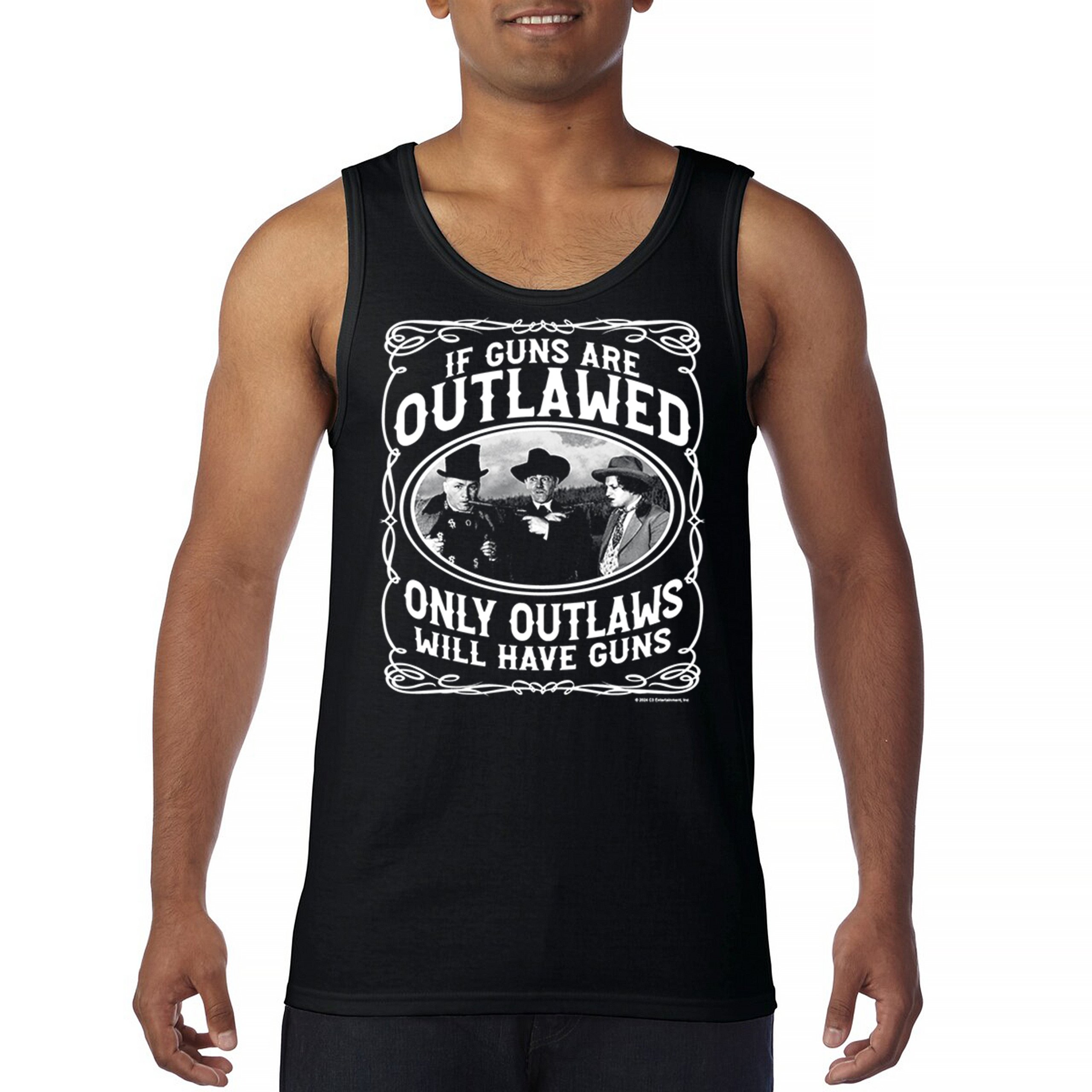 ALTRA Top da uomo Three Stooges If Guns Are Outlawed Curly Larry Moe commedia