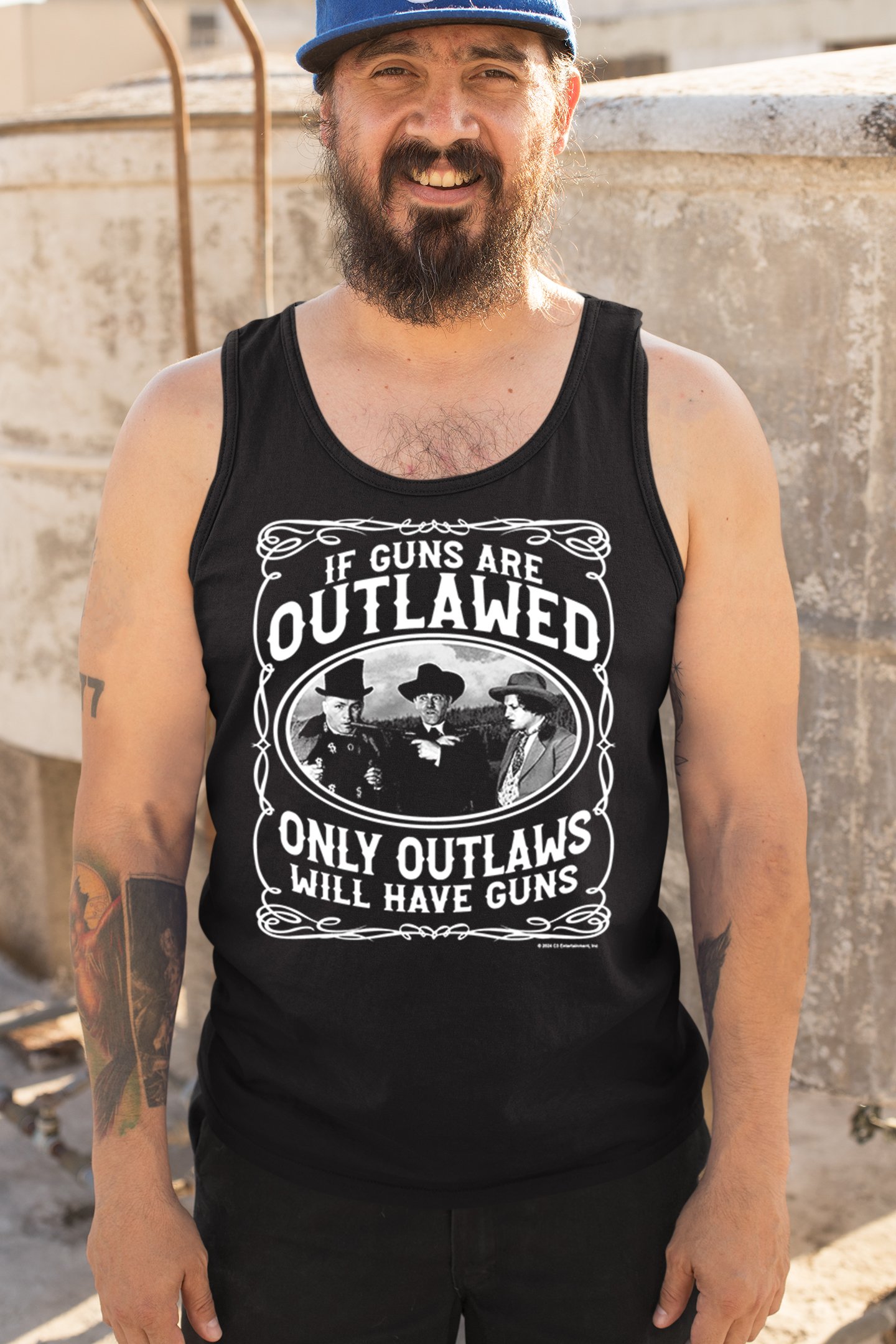 ALTRA Top da uomo Three Stooges If Guns Are Outlawed Curly Larry Moe commedia