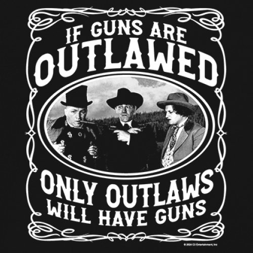 ALTRA Top da uomo Three Stooges If Guns Are Outlawed Curly Larry Moe commedia