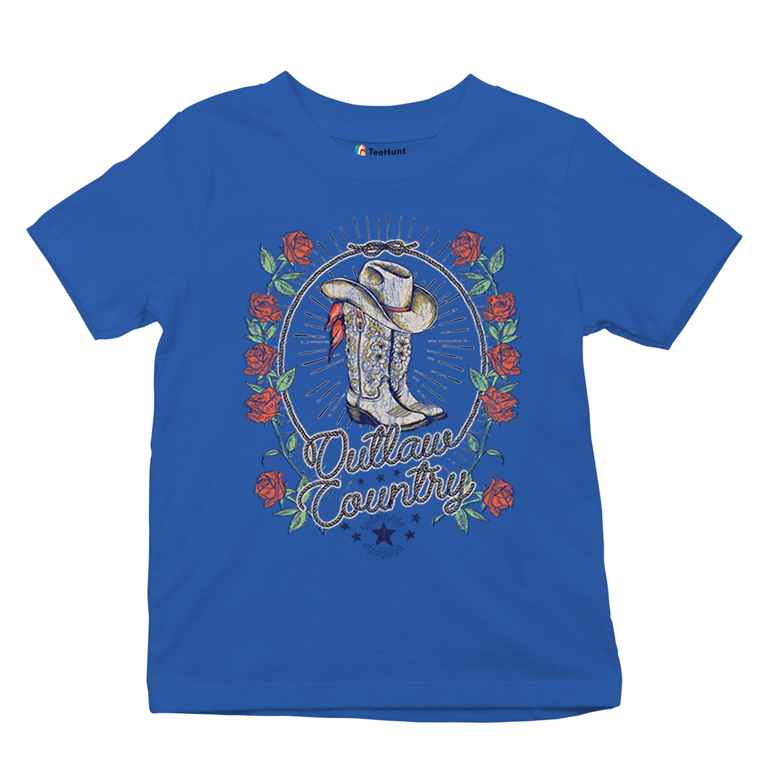 Outlaw Country Cowgirl Boots Roses Youth T-shirt Western Rodeo Floral Hat Kids - Picture 41 of 50
