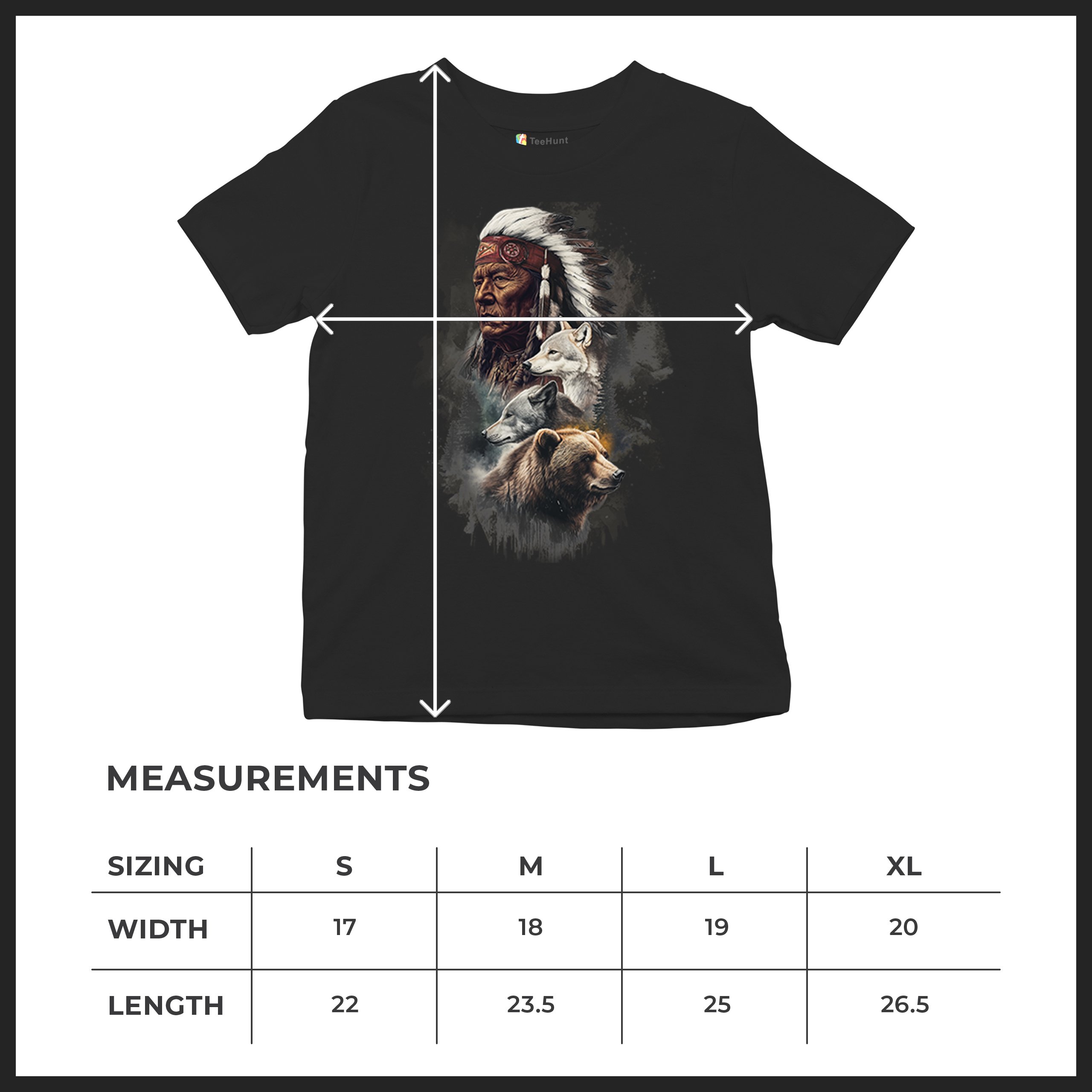 Animal Chief Youth T-shirt Native American Spirit Tribal Totem Indigenous Kids - Picture 8 of 50