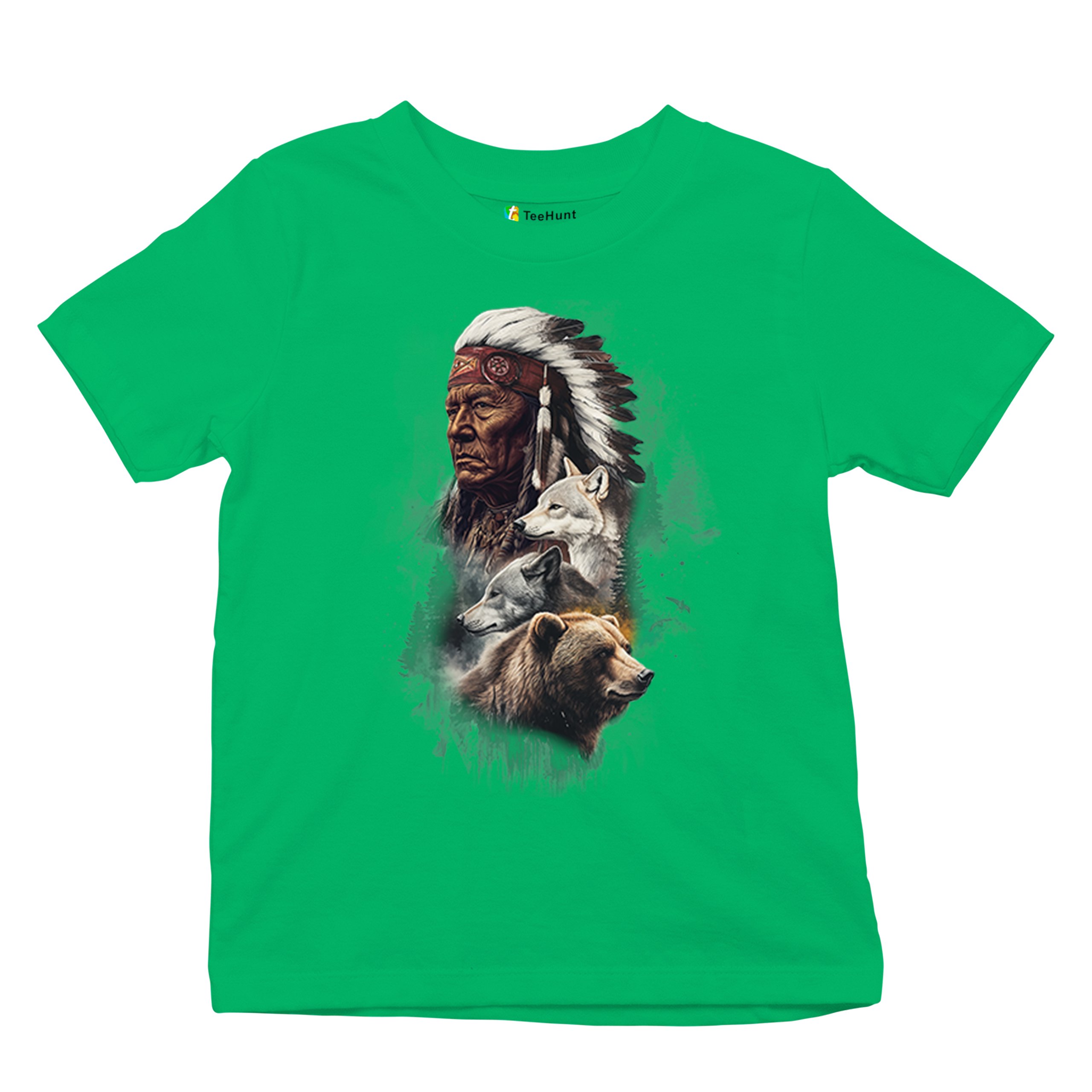 Animal Chief Youth T-shirt Native American Spirit Tribal Totem Indigenous Kids - Picture 34 of 50
