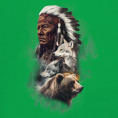 Animal Chief Youth T-shirt Native American Spirit Tribal Totem Indigenous Kids - Picture 32 of 50