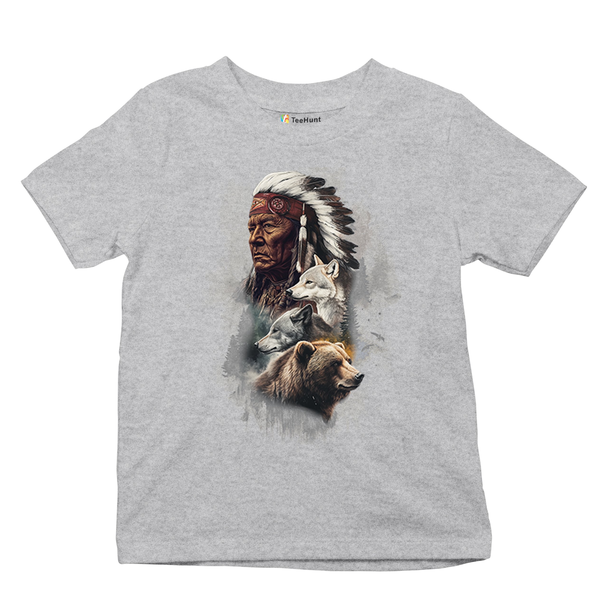 Animal Chief Youth T-shirt Native American Spirit Tribal Totem Indigenous Kids - Picture 13 of 50