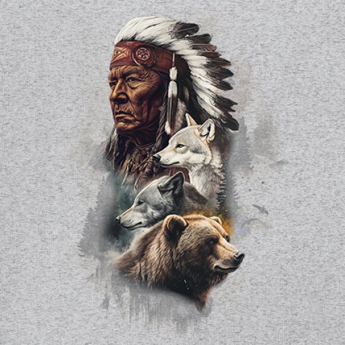 Animal Chief Youth T-shirt Native American Spirit Tribal Totem Indigenous Kids - Picture 11 of 50