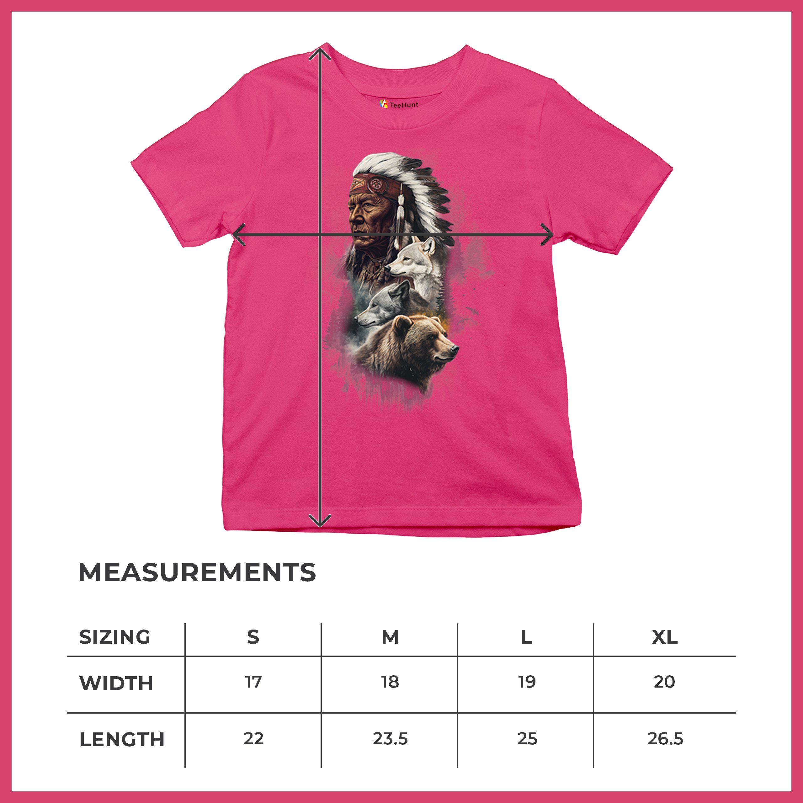 Animal Chief Youth T-shirt Native American Spirit Tribal Totem Indigenous Kids - Picture 50 of 50