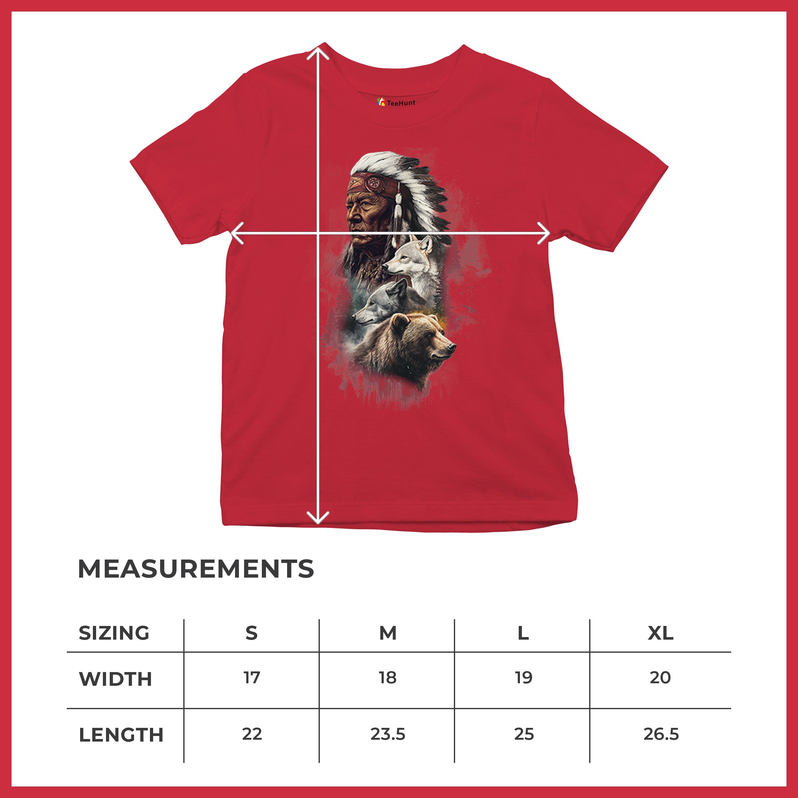 Animal Chief Youth T-shirt Native American Spirit Tribal Totem Indigenous Kids - Picture 22 of 50