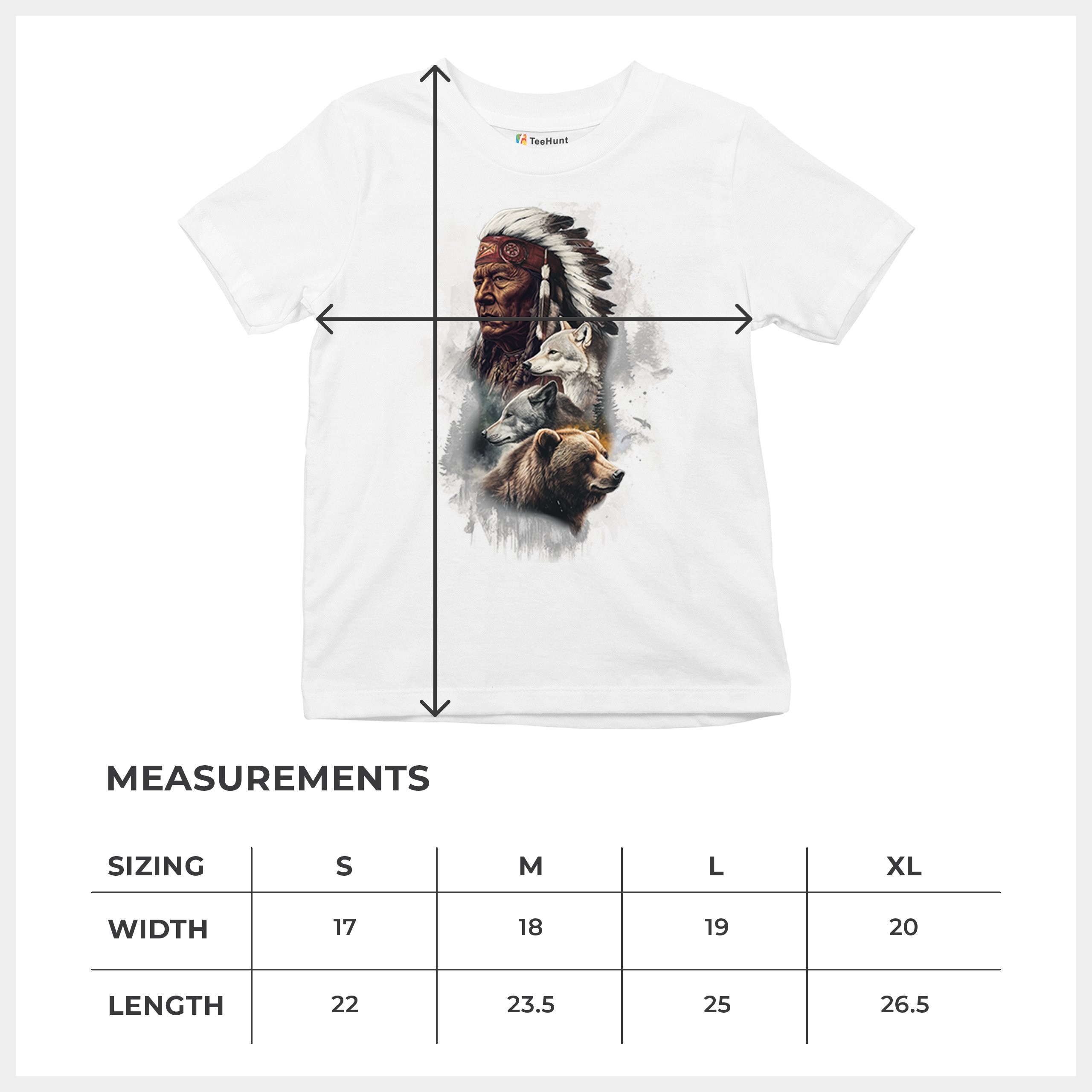 Animal Chief Youth T-shirt Native American Spirit Tribal Totem Indigenous Kids - Picture 29 of 50