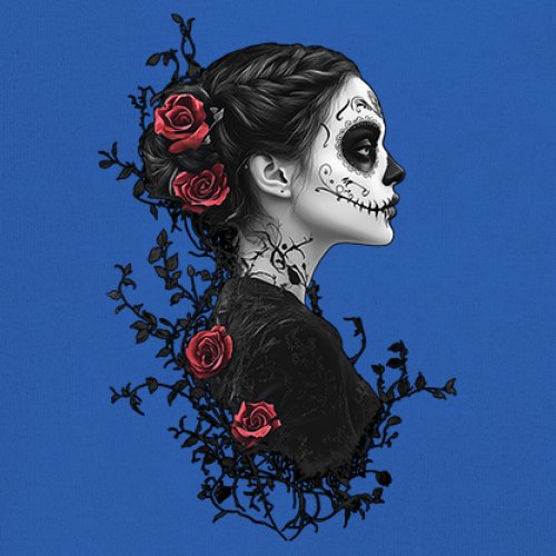 Gothic Sugar Skull Roses Youth T-shirt Day of Dead Dark Elegance Skeleton Kids - Picture 39 of 50