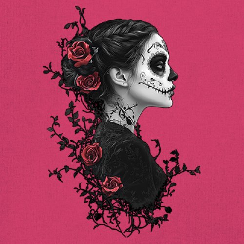 Gothic Sugar Skull Roses Youth T-shirt Day of Dead Dark Elegance Skeleton Kids - Picture 46 of 50