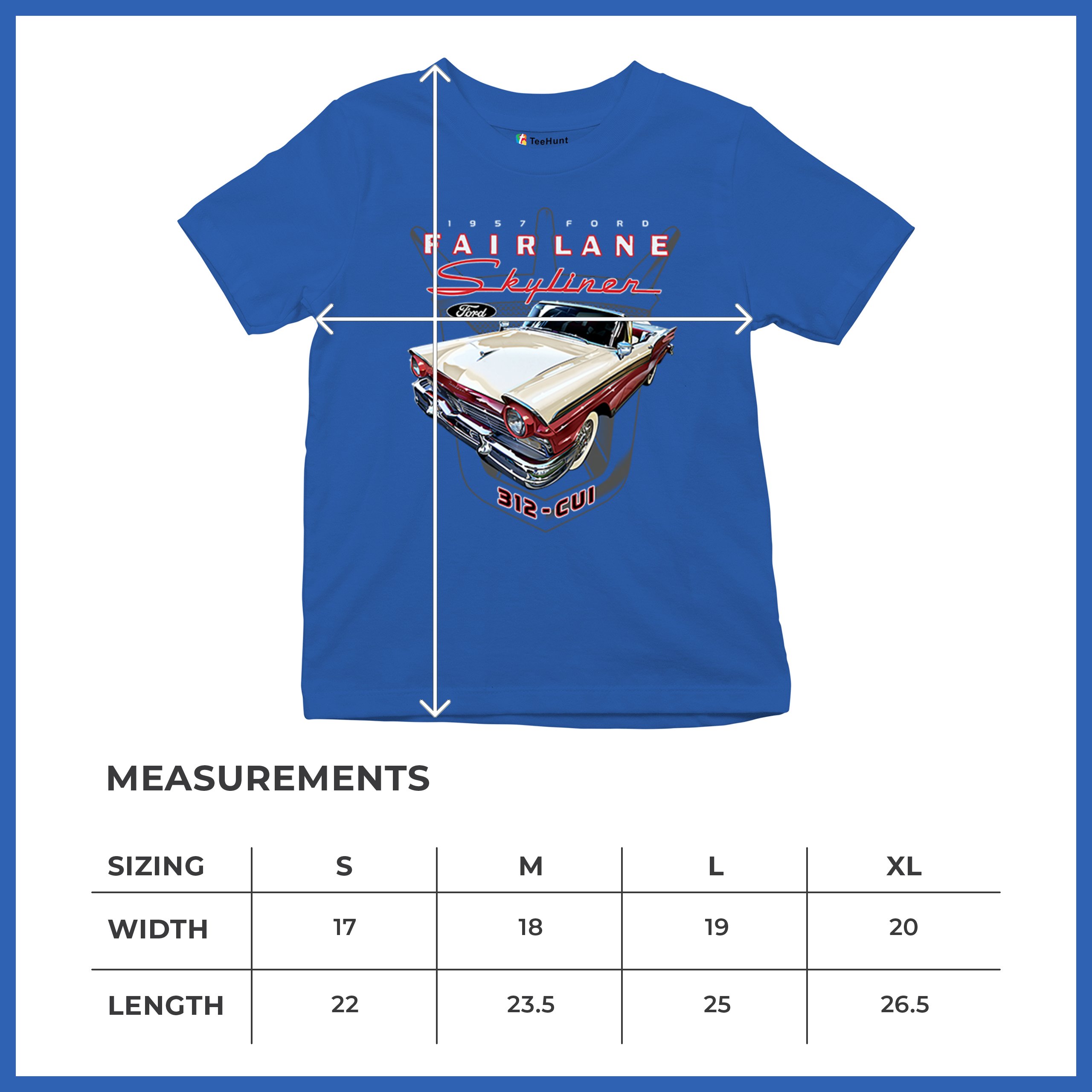 Ford Fairlane Skyliner Crest Youth T-shirt 1957 Vintage Classic FoMoCo Kids - Picture 43 of 50