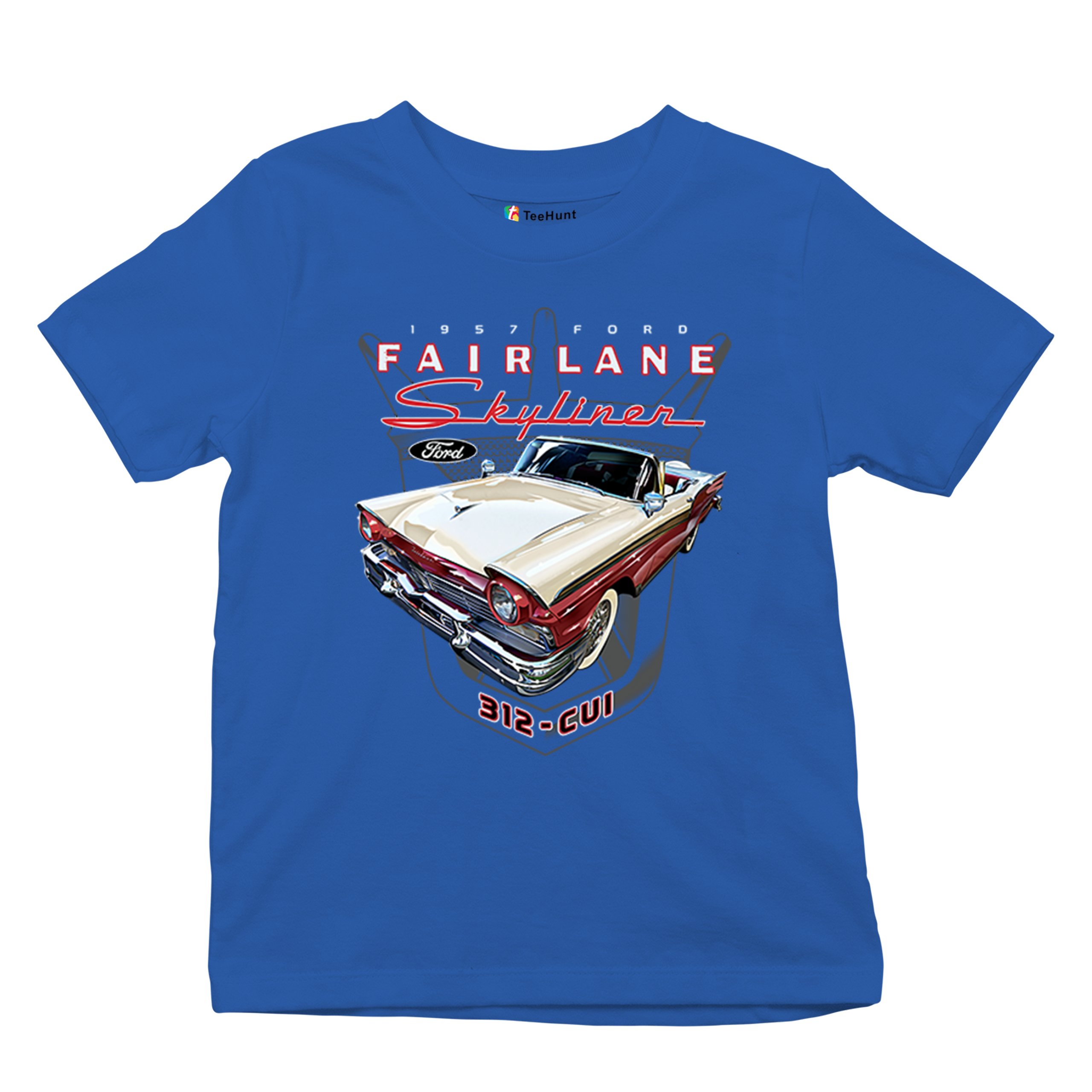 Ford Fairlane Skyliner Crest Youth T-shirt 1957 Vintage Classic FoMoCo Kids - Picture 41 of 50
