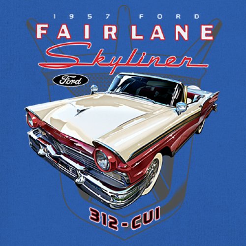 Ford Fairlane Skyliner Crest Youth T-shirt 1957 Vintage Classic FoMoCo Kids - Picture 39 of 50