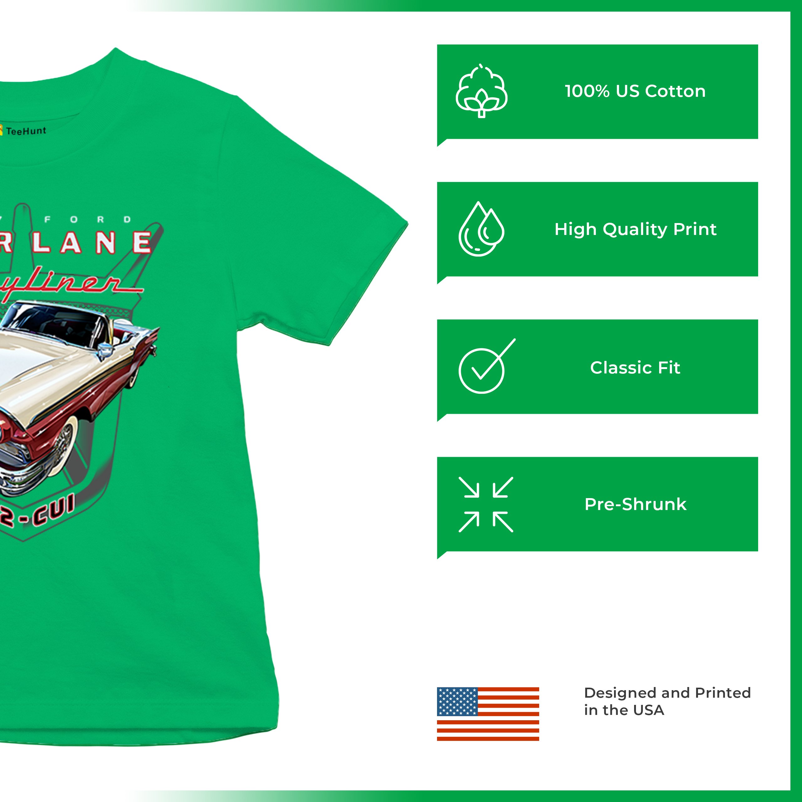 Ford Fairlane Skyliner Crest Youth T-shirt 1957 Vintage Classic FoMoCo Kids - Picture 35 of 50