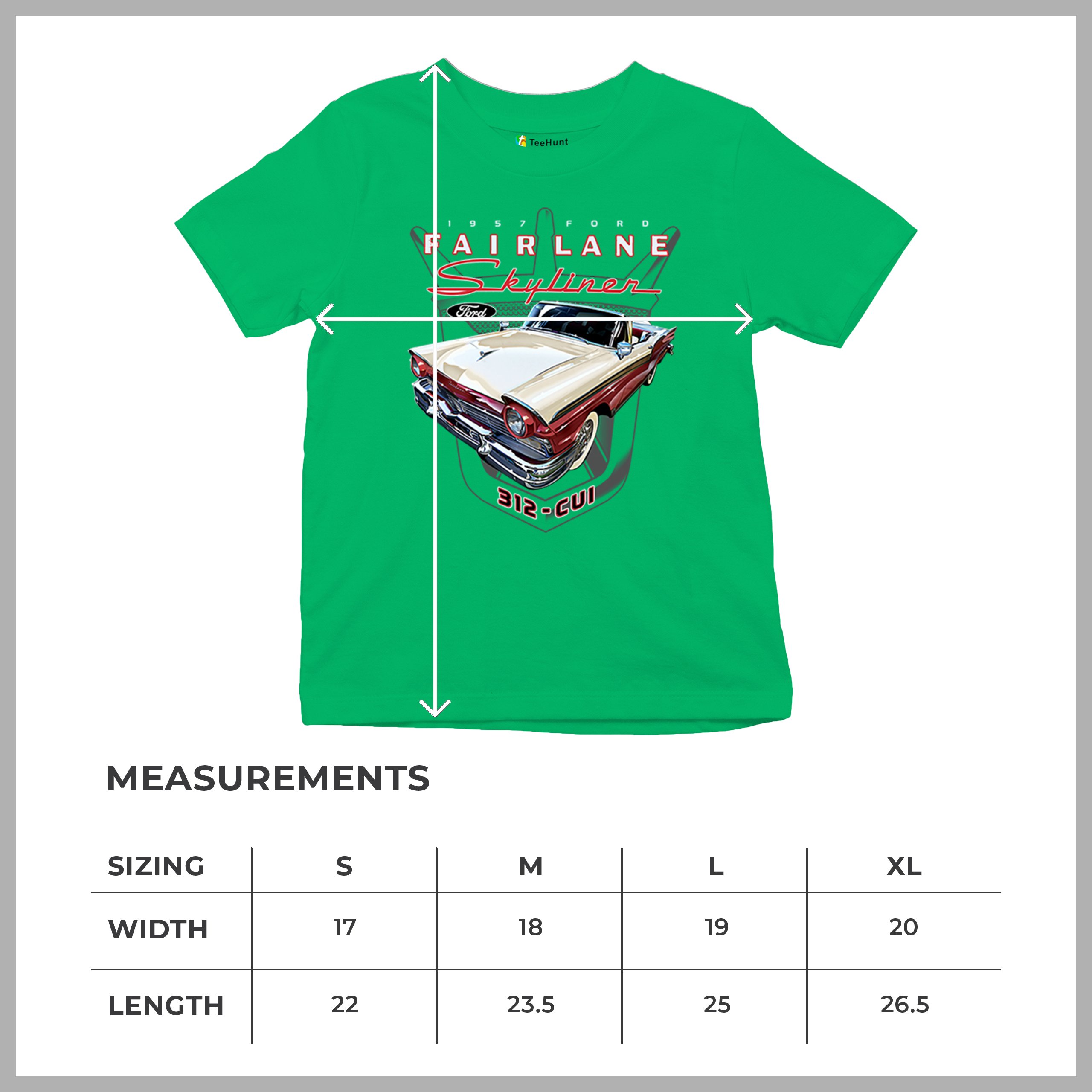 Ford Fairlane Skyliner Crest Youth T-shirt 1957 Vintage Classic FoMoCo Kids - Picture 36 of 50