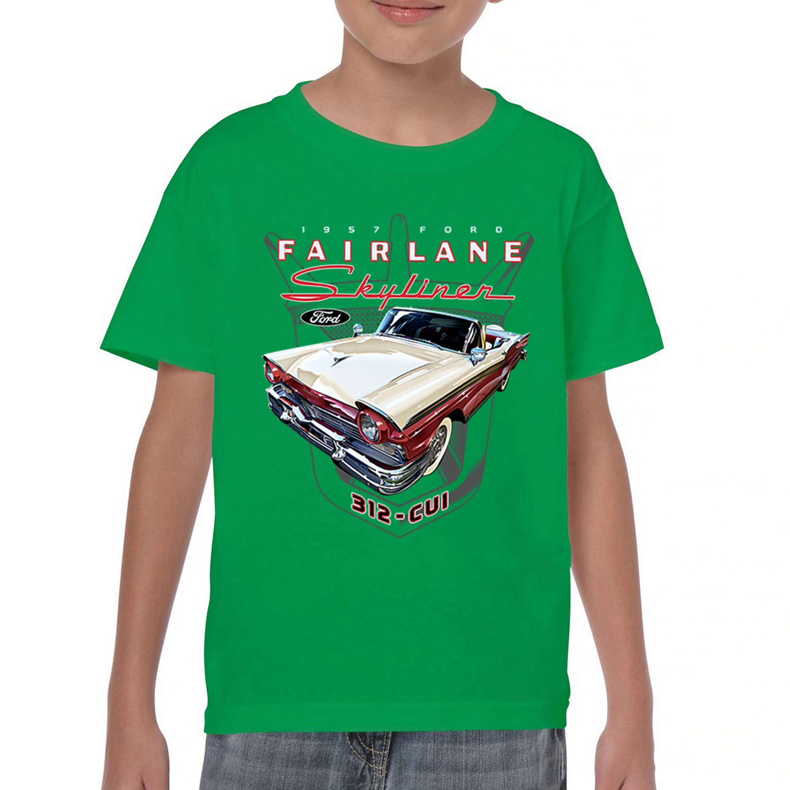 Ford Fairlane Skyliner Crest Youth T-shirt 1957 Vintage Classic FoMoCo Kids - Picture 30 of 50