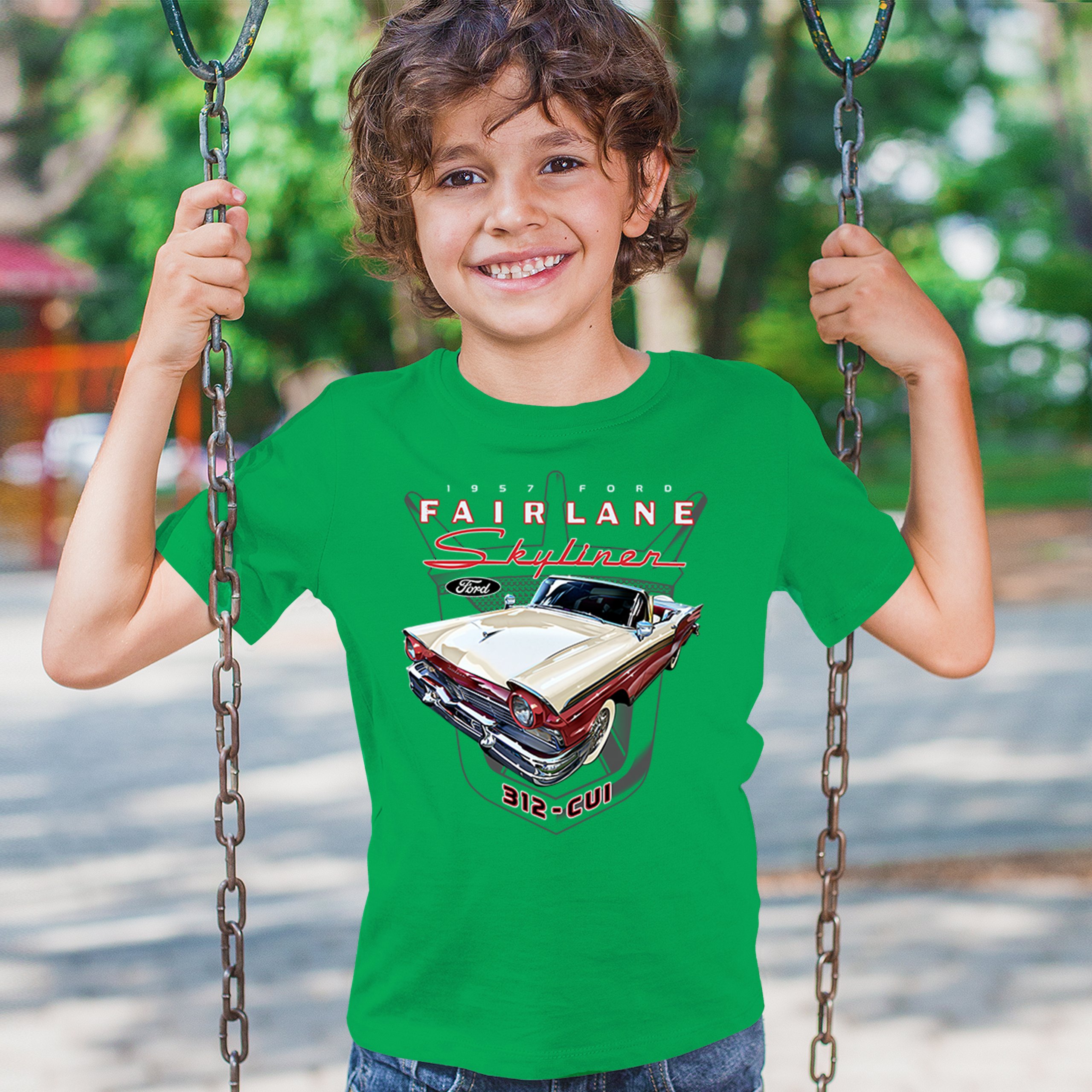 Ford Fairlane Skyliner Crest Youth T-shirt 1957 Vintage Classic FoMoCo Kids - Picture 33 of 50