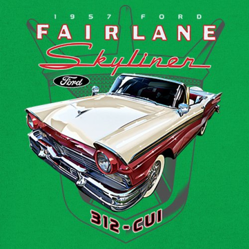 Ford Fairlane Skyliner Crest Youth T-shirt 1957 Vintage Classic FoMoCo Kids - Picture 32 of 50