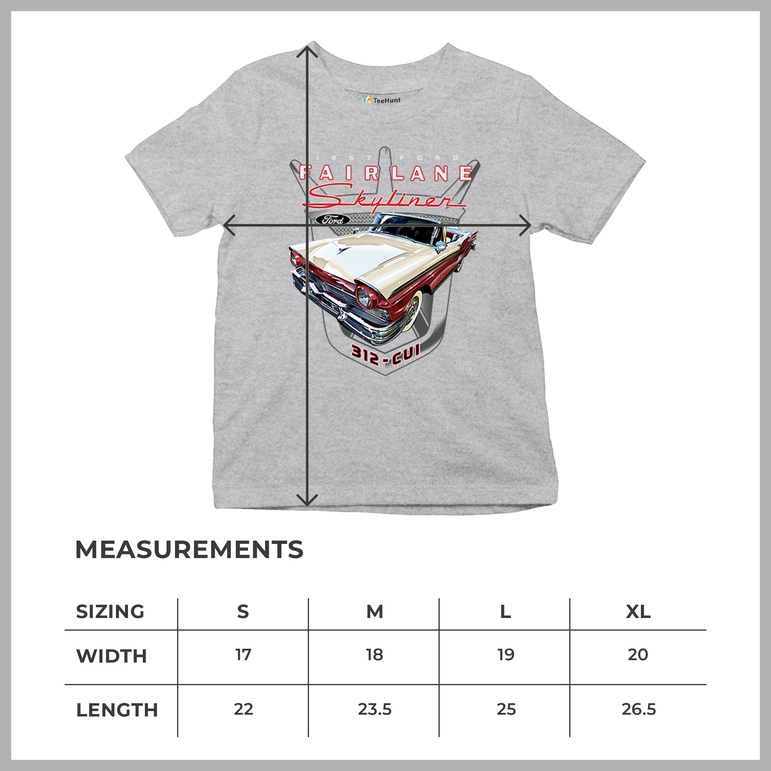 Ford Fairlane Skyliner Crest Youth T-shirt 1957 Vintage Classic FoMoCo Kids - Picture 15 of 50
