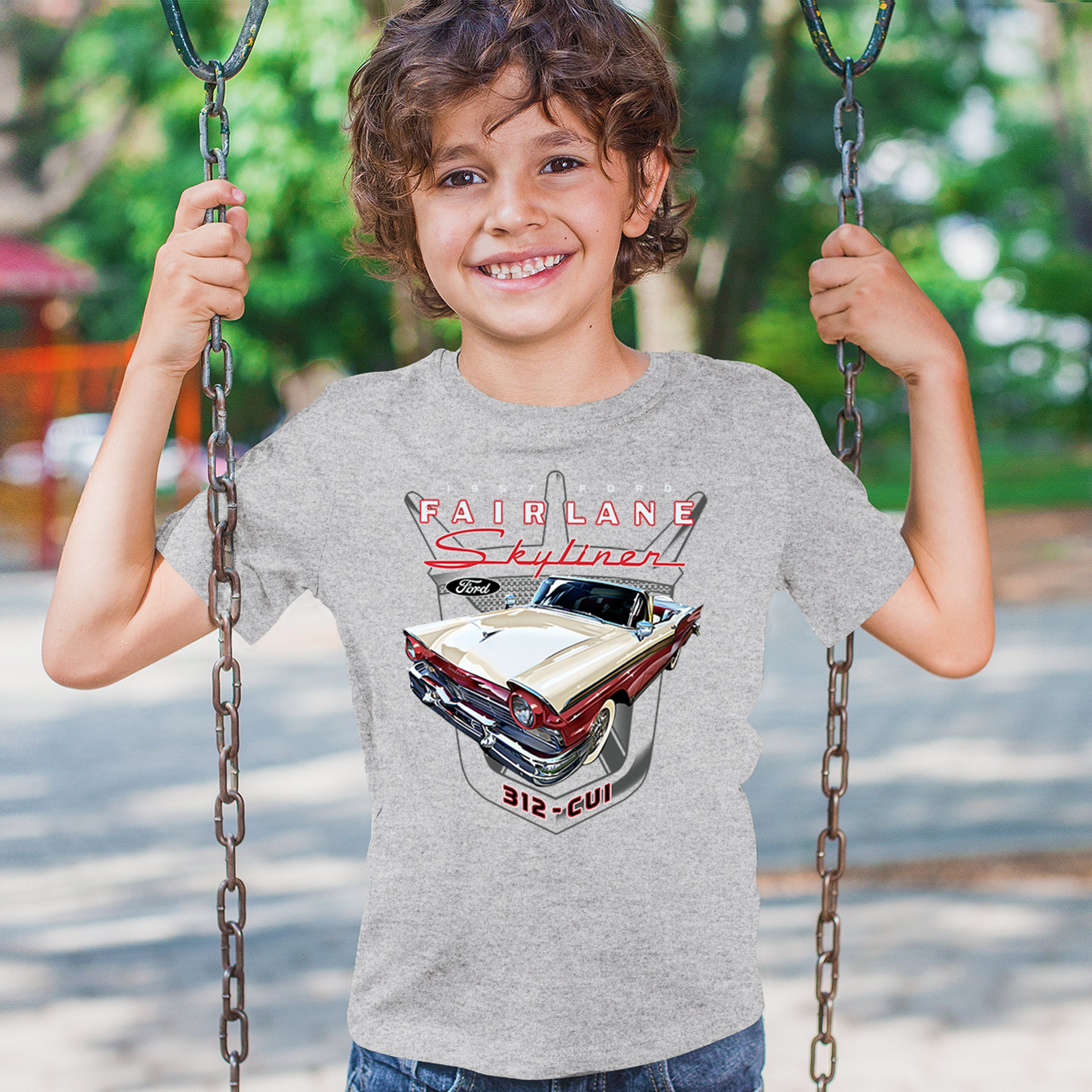 Ford Fairlane Skyliner Crest Youth T-shirt 1957 Vintage Classic FoMoCo Kids - Picture 12 of 50