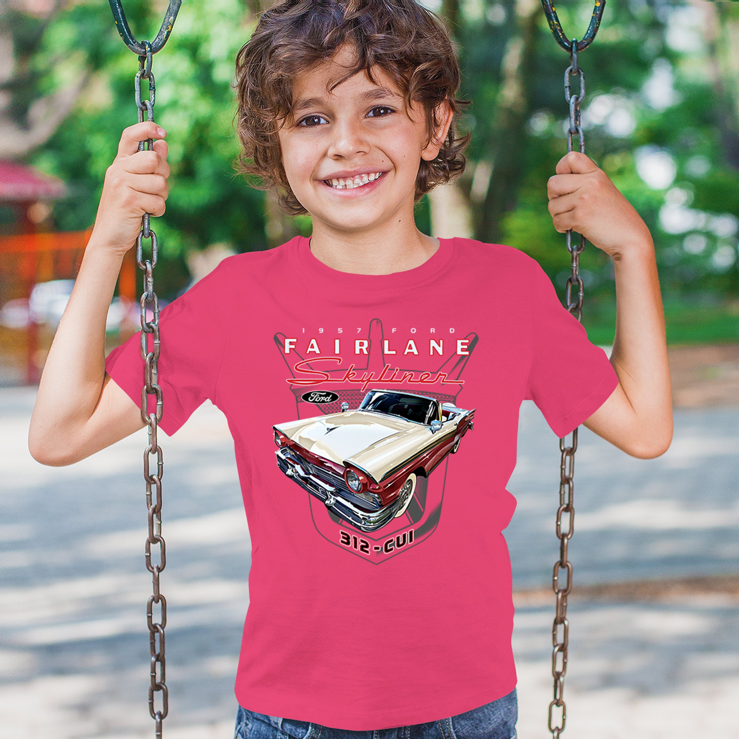Ford Fairlane Skyliner Crest Youth T-shirt 1957 Vintage Classic FoMoCo Kids - Picture 47 of 50