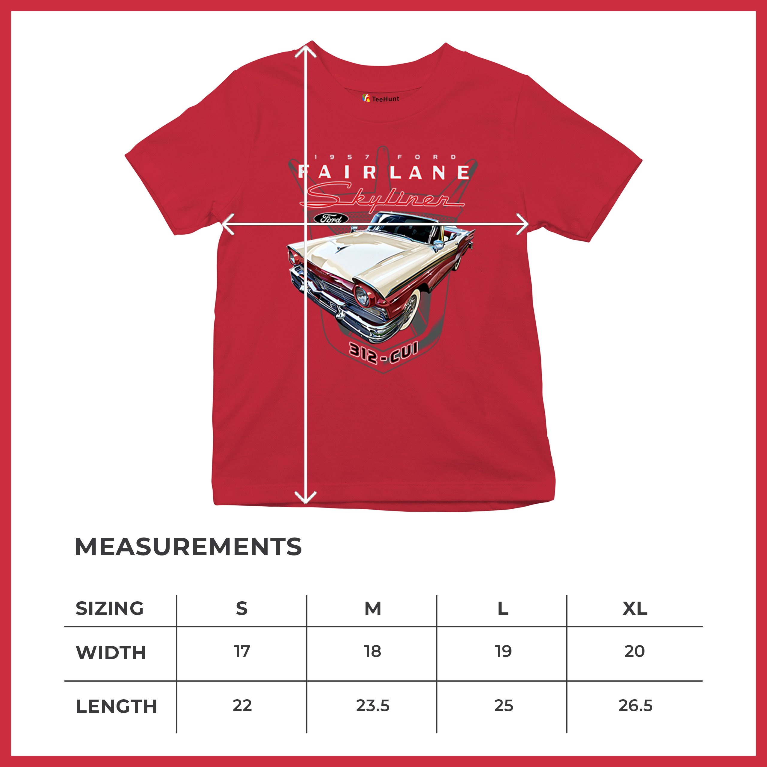 Ford Fairlane Skyliner Crest Youth T-shirt 1957 Vintage Classic FoMoCo Kids - Picture 22 of 50