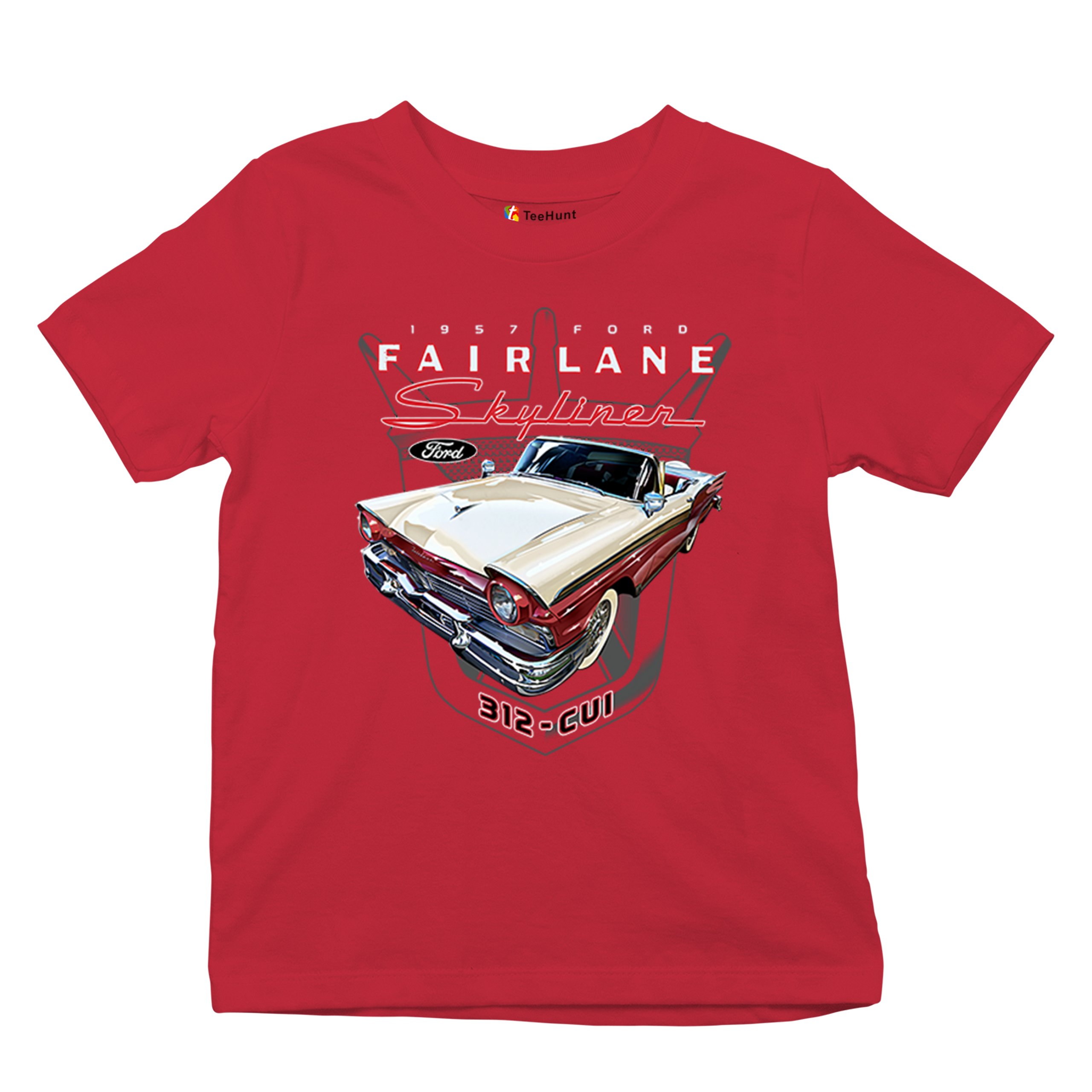 Ford Fairlane Skyliner Crest Youth T-shirt 1957 Vintage Classic FoMoCo Kids - Picture 20 of 50