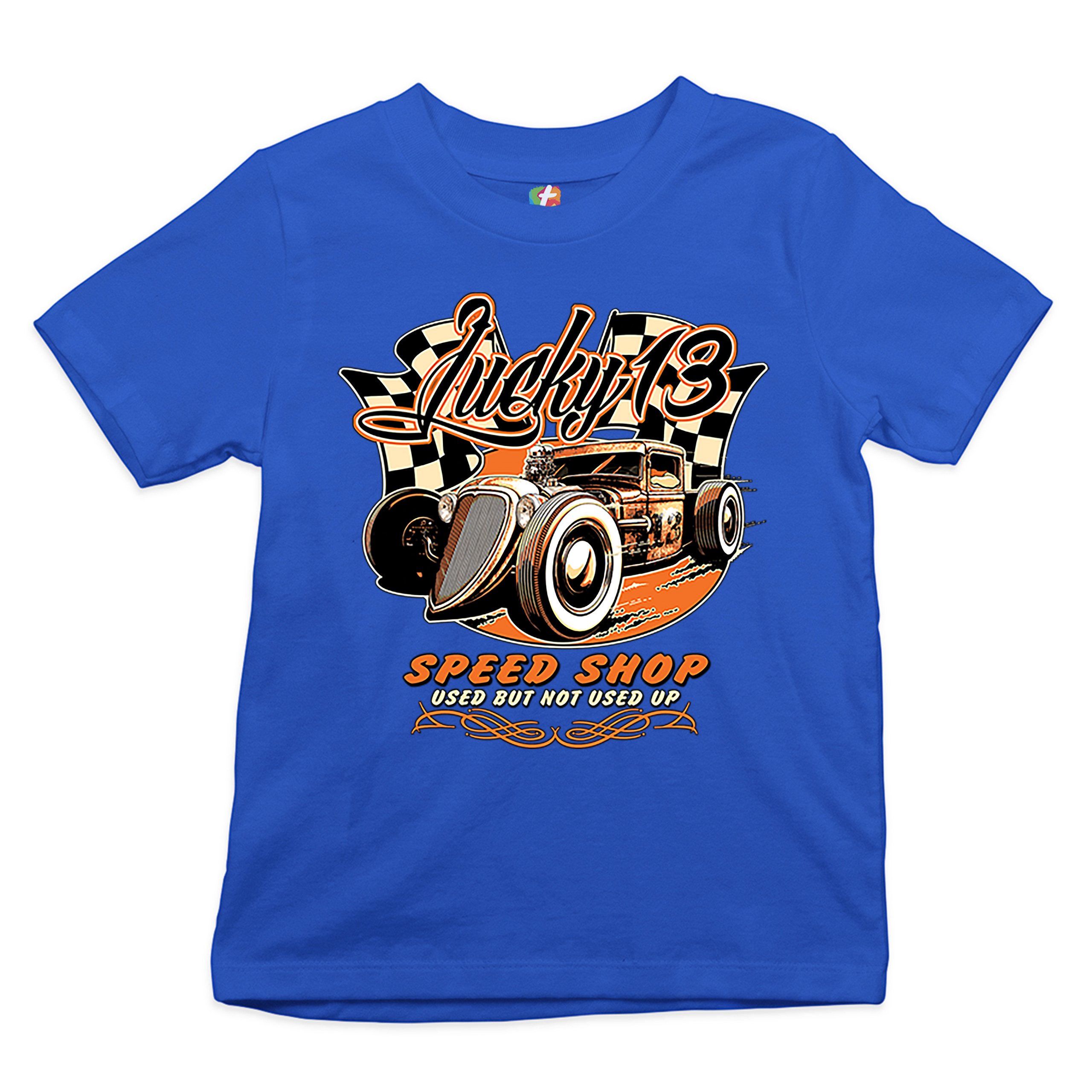 Lucky 13 Speed Shop Youth T-shirt Rat Rod Route 66 Vintage Racing Car Kids - Picture 22 of 29