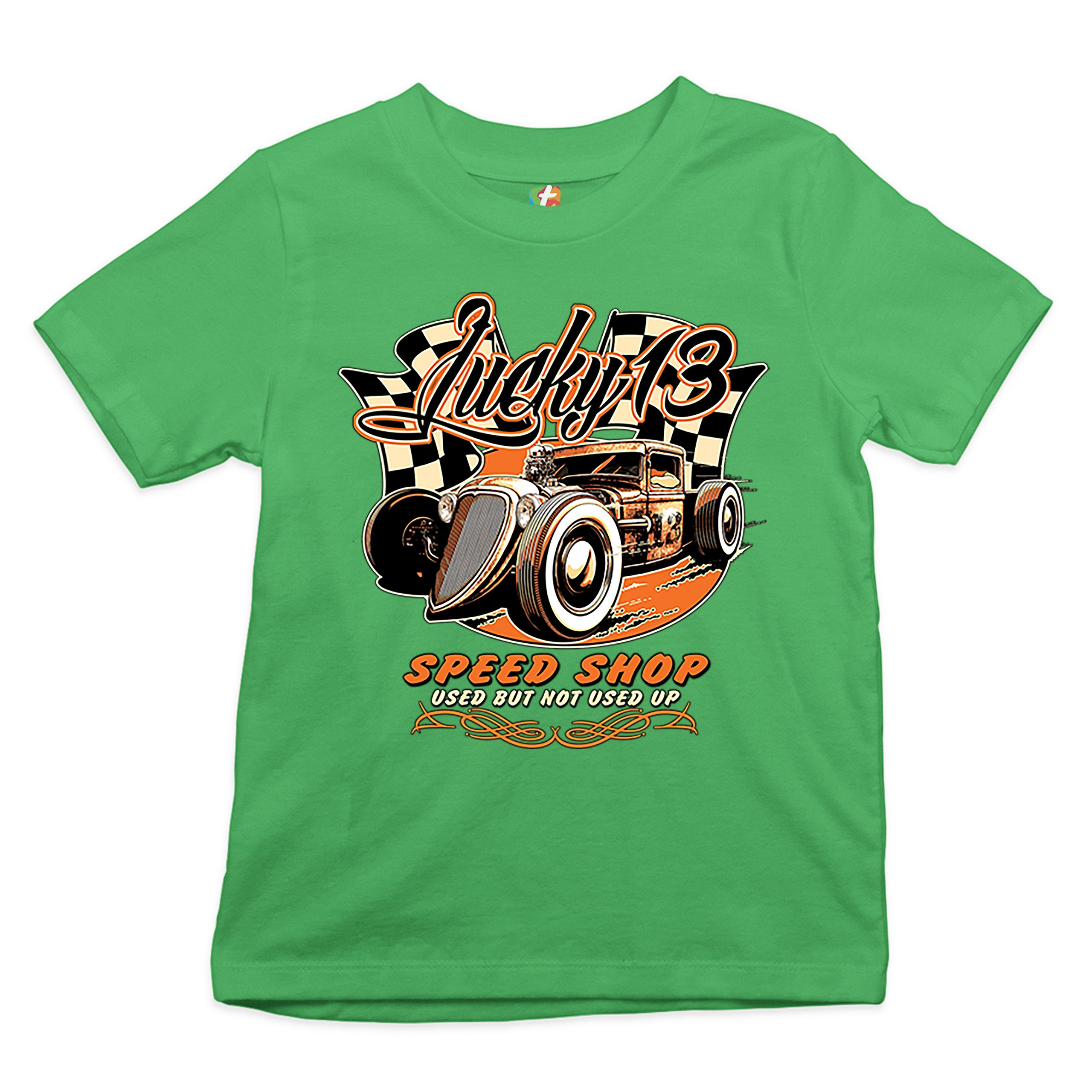 Lucky 13 Speed Shop Youth T-shirt Rat Rod Route 66 Vintage Racing Car Kids - Picture 18 of 29