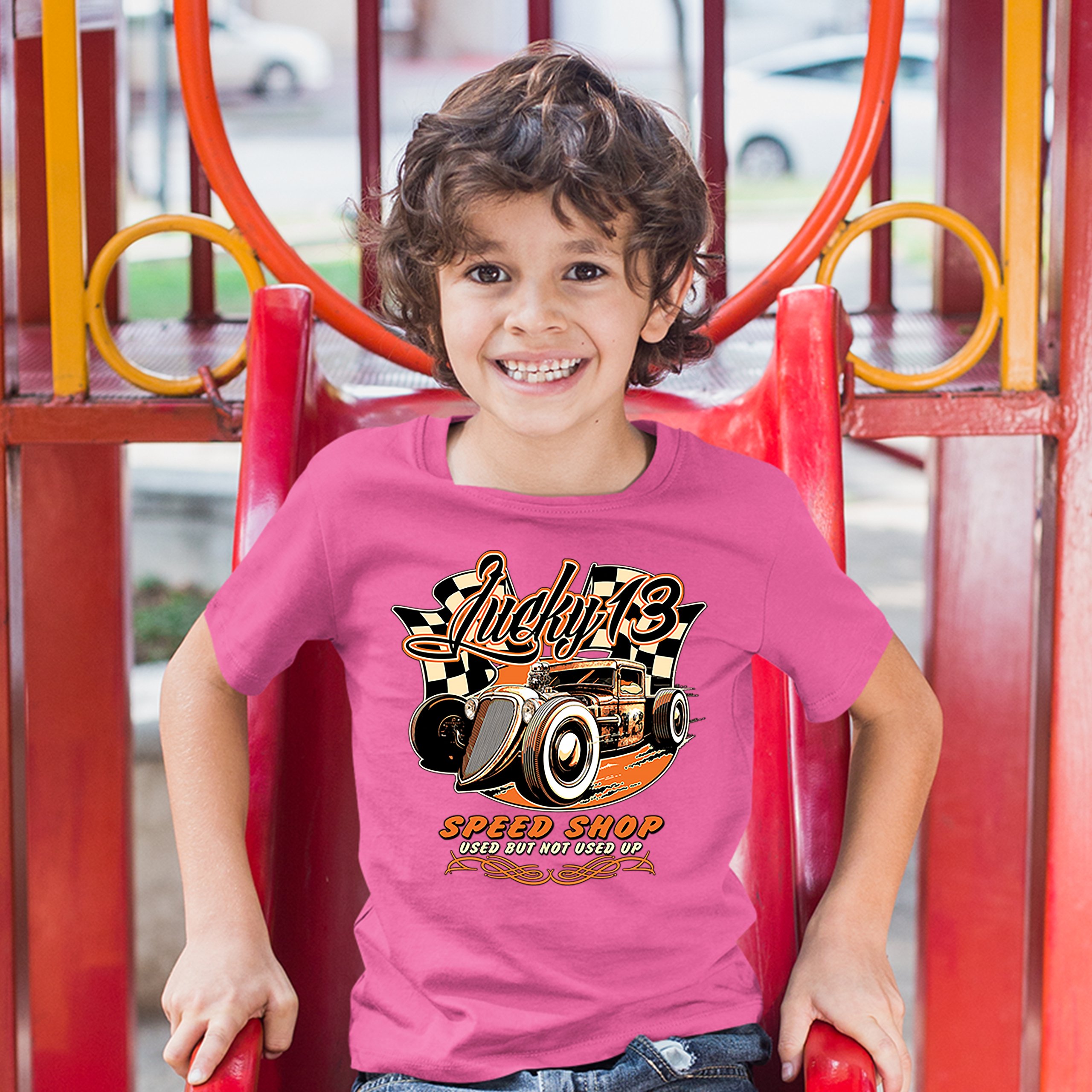 Lucky 13 Speed Shop Youth T-shirt Rat Rod Route 66 Vintage Racing Car Kids - Picture 29 of 29