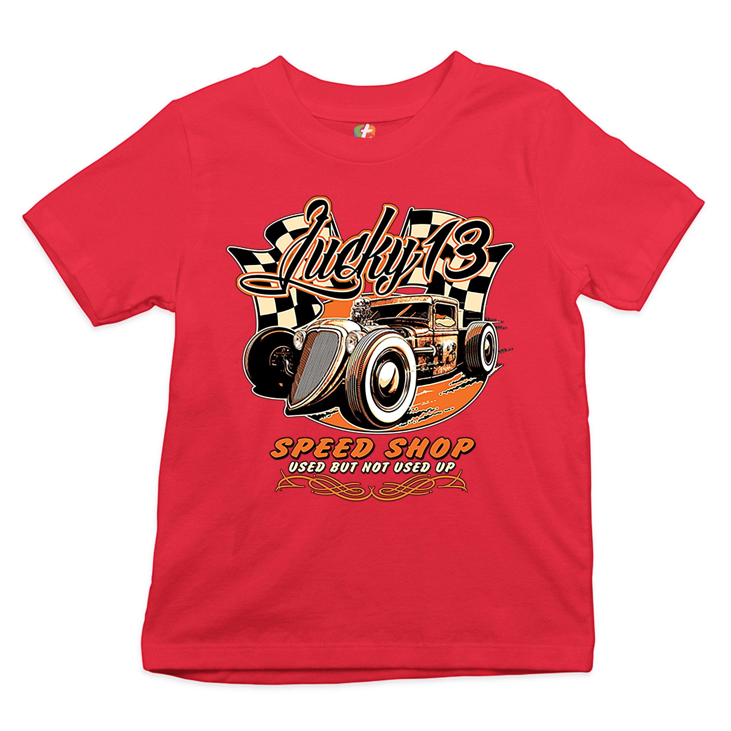 Lucky 13 Speed Shop Youth T-shirt Rat Rod Route 66 Vintage Racing Car Kids - Picture 10 of 29