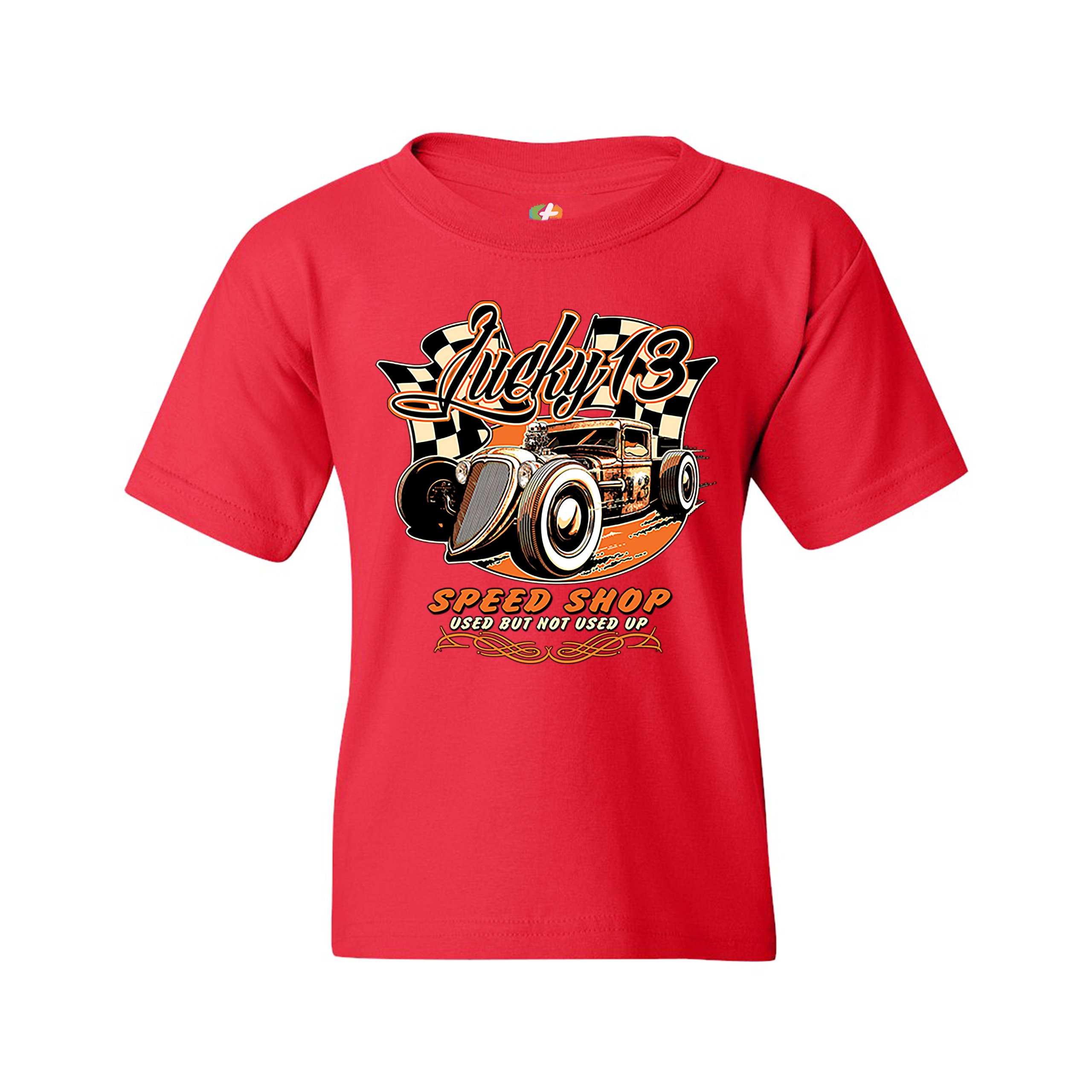 Lucky 13 Speed Shop Youth T-shirt Rat Rod Route 66 Vintage Racing Car Kids - Picture 11 of 29