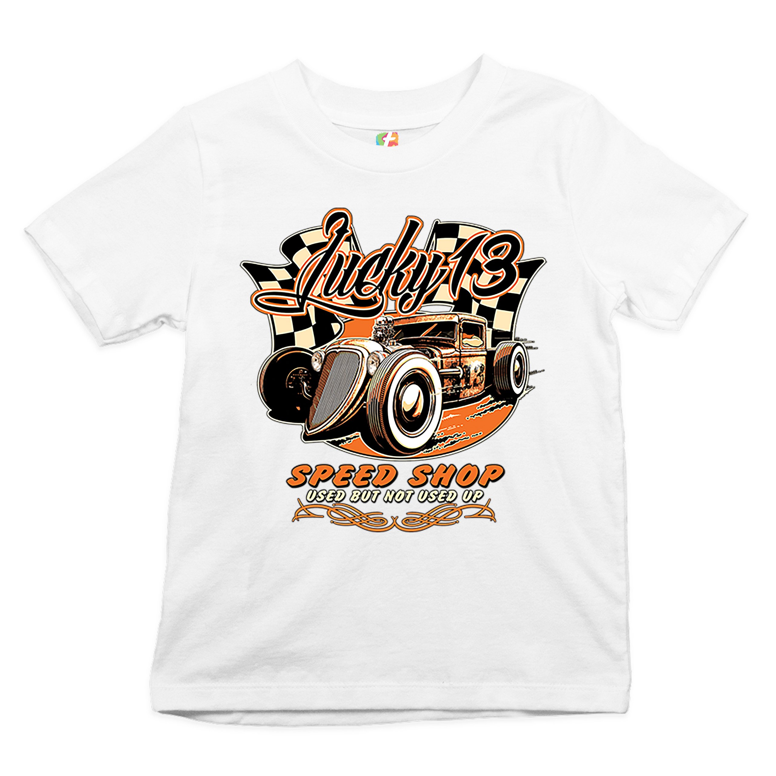 Lucky 13 Speed Shop Youth T-shirt Rat Rod Route 66 Vintage Racing Car Kids - Picture 14 of 29