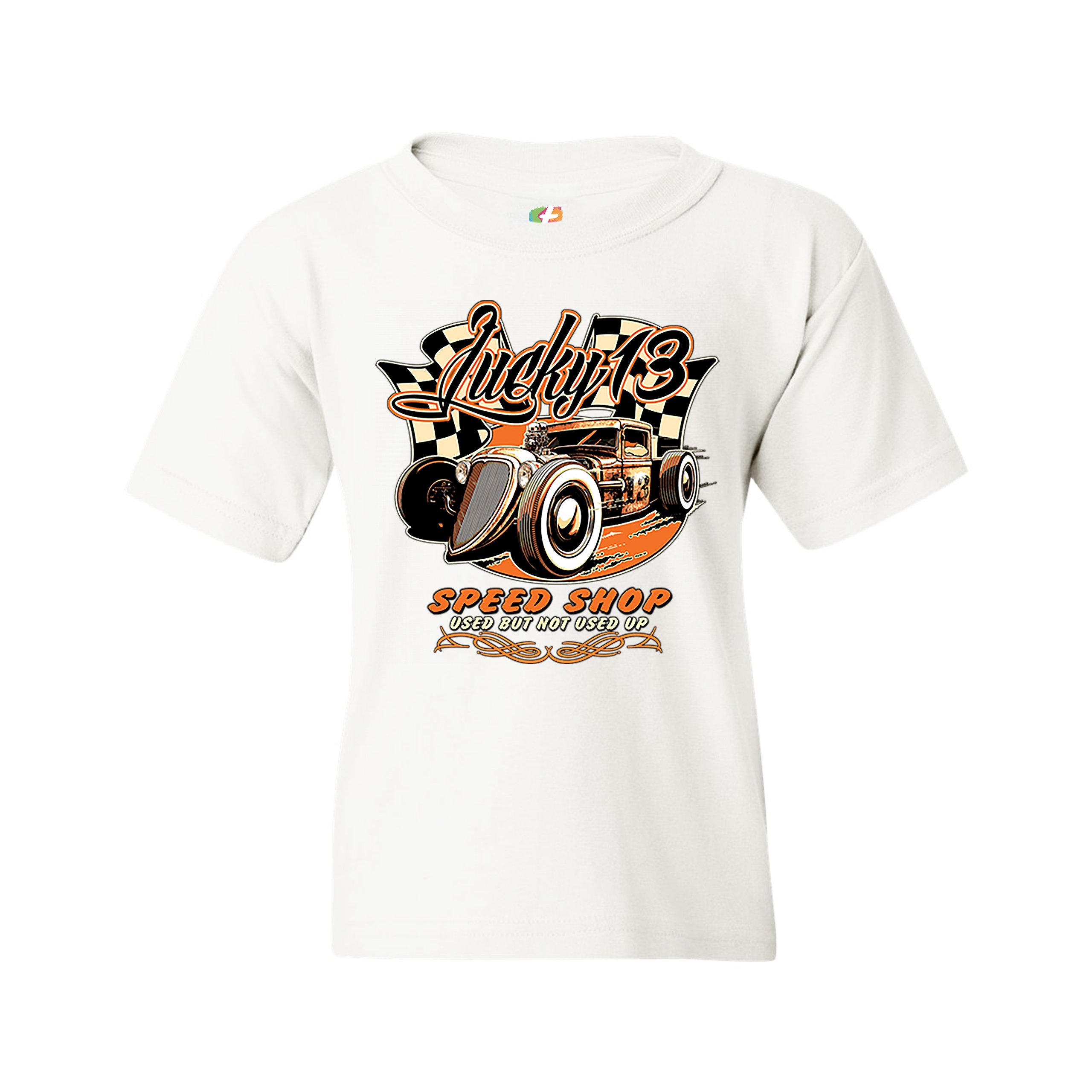 Lucky 13 Speed Shop Youth T-shirt Rat Rod Route 66 Vintage Racing Car Kids - Picture 15 of 29