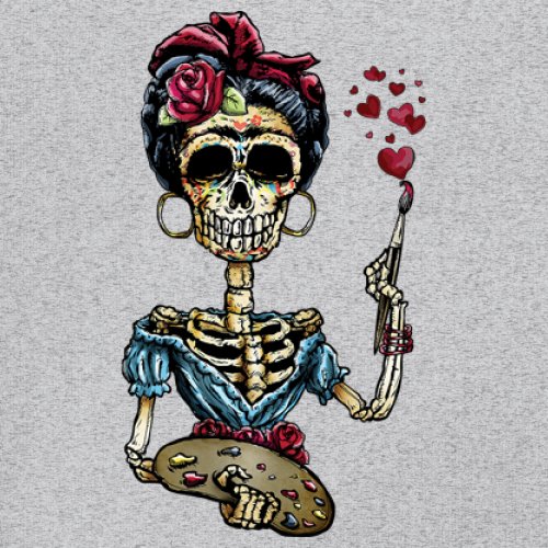 Frida Kahlo Sugar Skull Women's V-Neck T-shirt Calavera Day of the Dead Tee - Picture 11 of 71