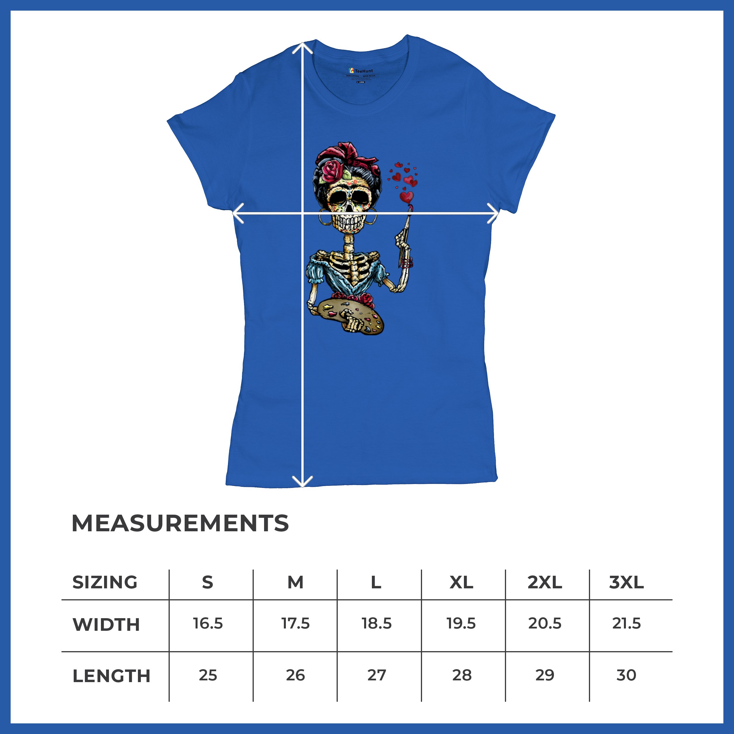Frida Kahlo Sugar Skull T-Shirt Calavera Mexican Day of the Dead Women's Tee - Picture 36 of 50