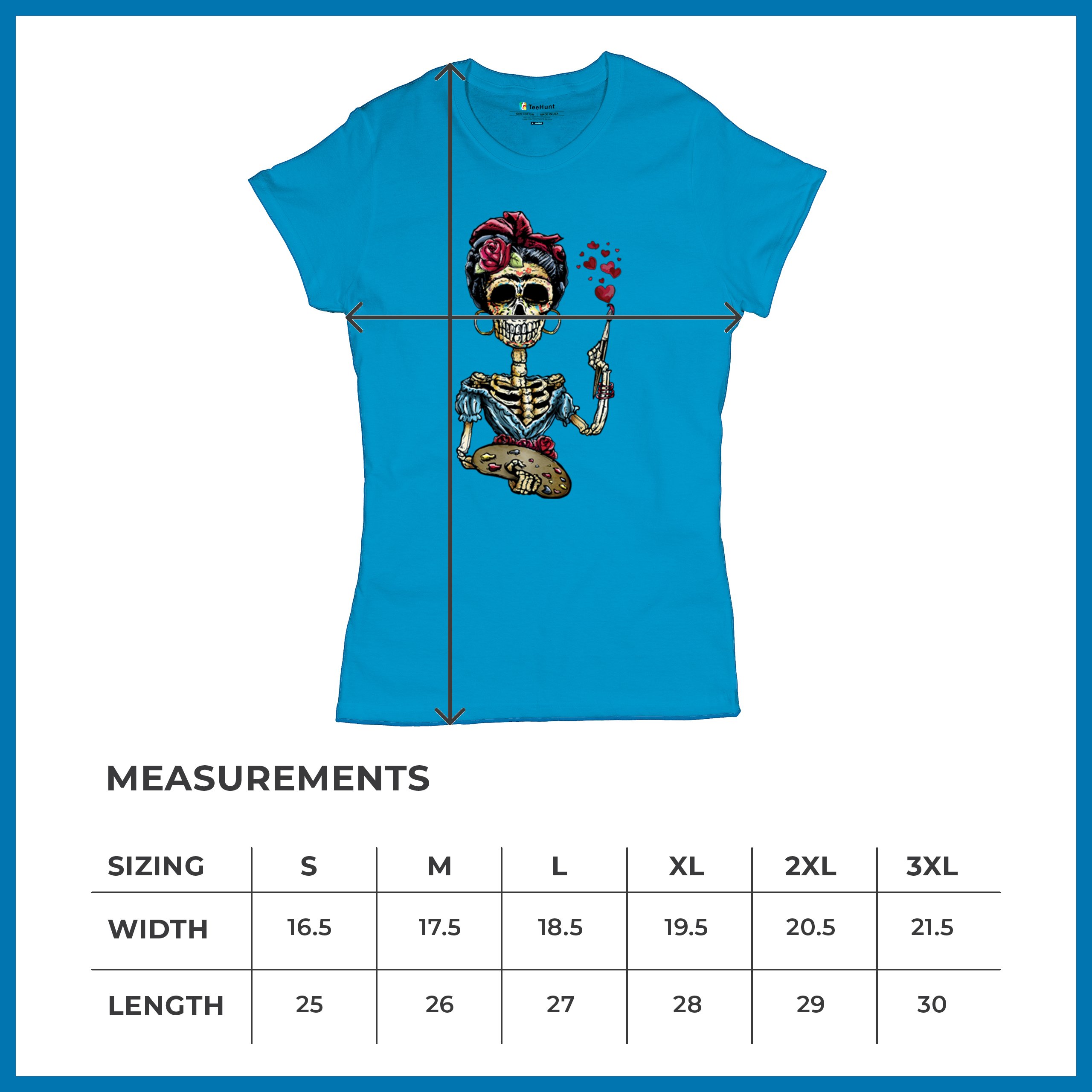 Frida Kahlo Sugar Skull T-Shirt Calavera Mexican Day of the Dead Women's Tee - Picture 43 of 50
