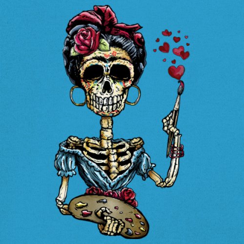 Frida Kahlo Sugar Skull T-Shirt Calavera Mexican Day of the Dead Women's Tee - Picture 39 of 50