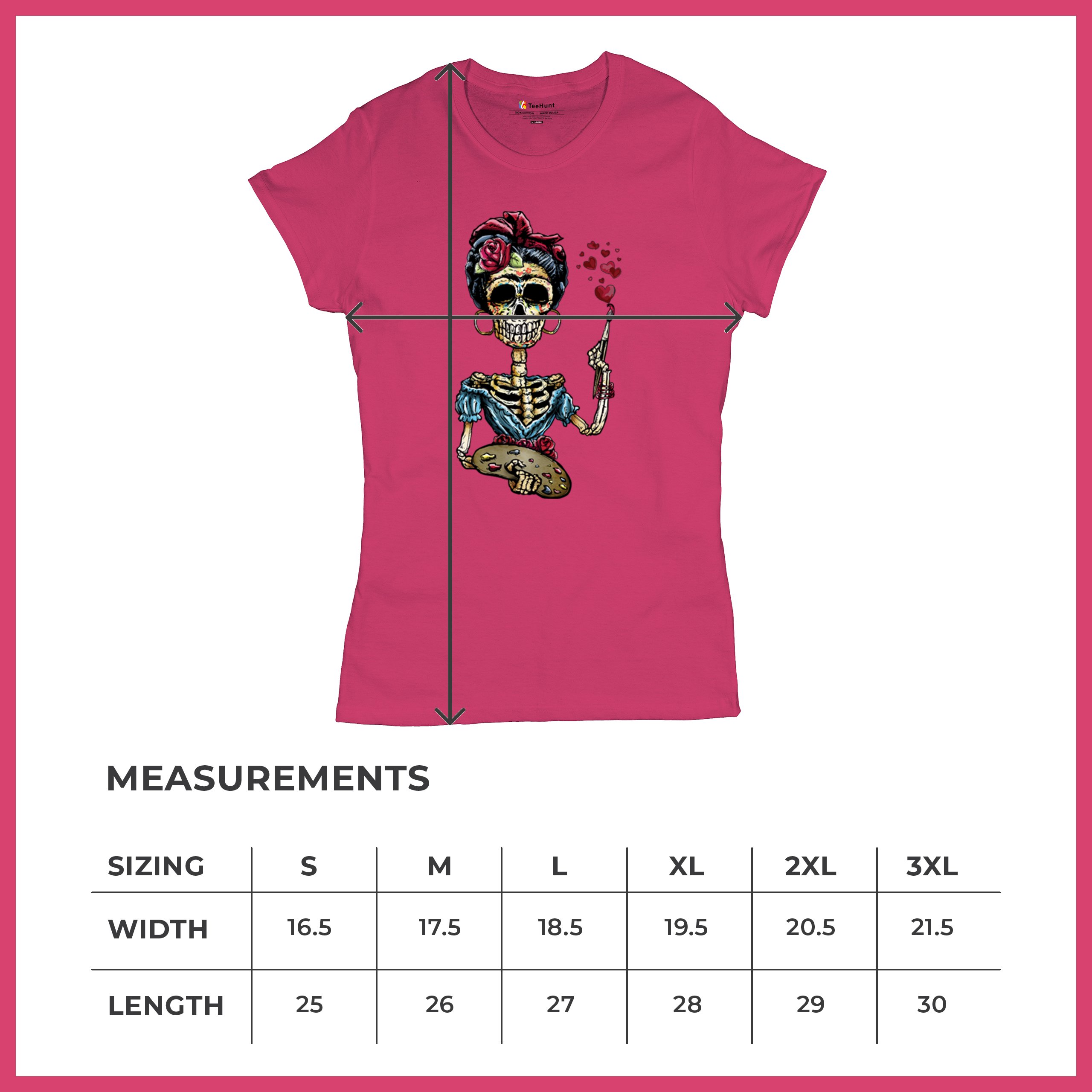 Frida Kahlo Sugar Skull T-Shirt Calavera Mexican Day of the Dead Women's Tee - Picture 50 of 50