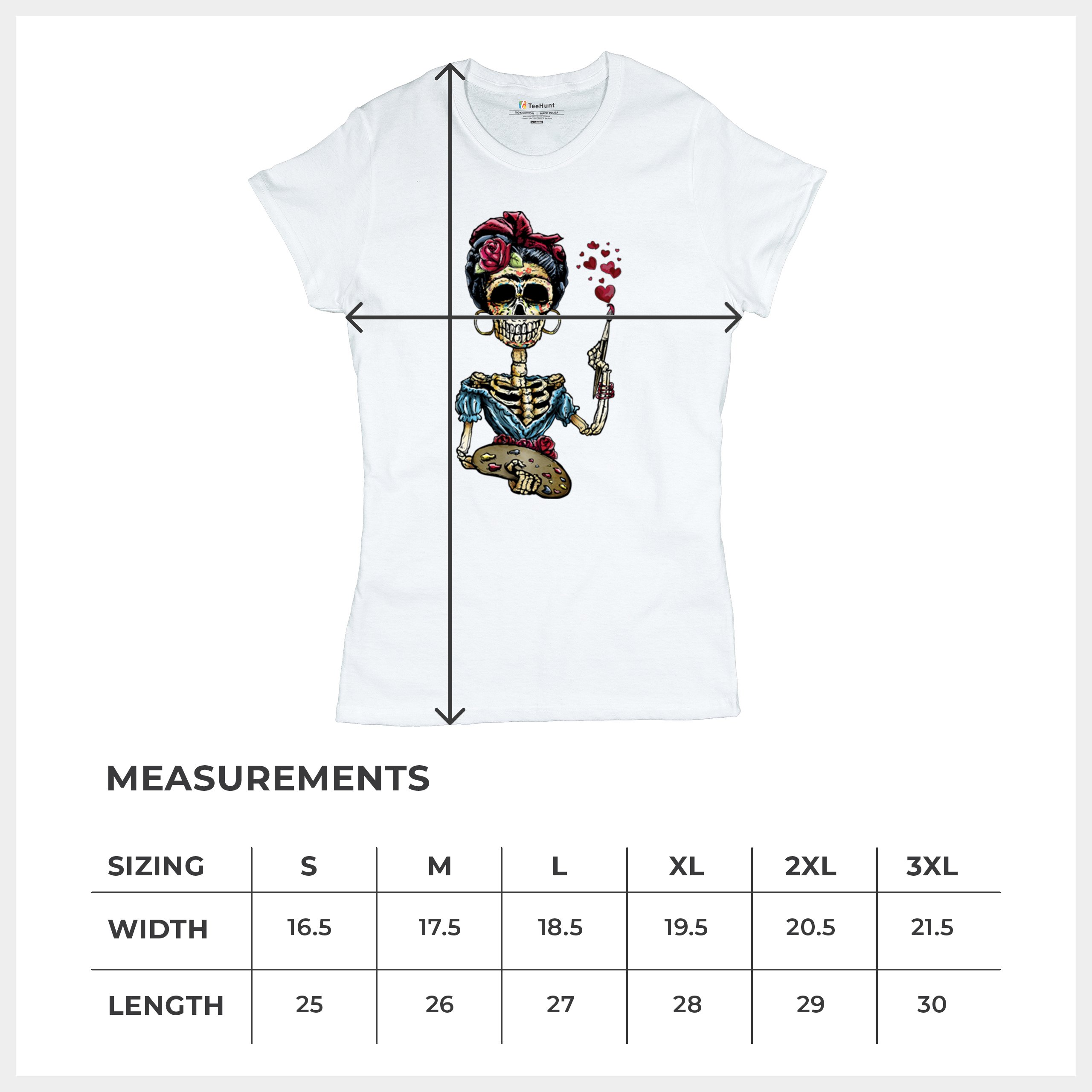 Frida Kahlo Sugar Skull T-Shirt Calavera Mexican Day of the Dead Women's Tee - Picture 29 of 50