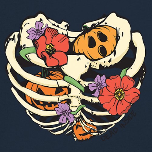 Dead Inside Women's Long Sleeve T-shirt Halloween Rib Cage Trick Or Treat Cute - Picture 32 of 50