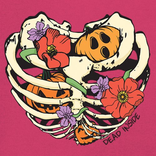 Dead Inside Women's Long Sleeve T-shirt Halloween Rib Cage Trick Or Treat Cute - Picture 46 of 50