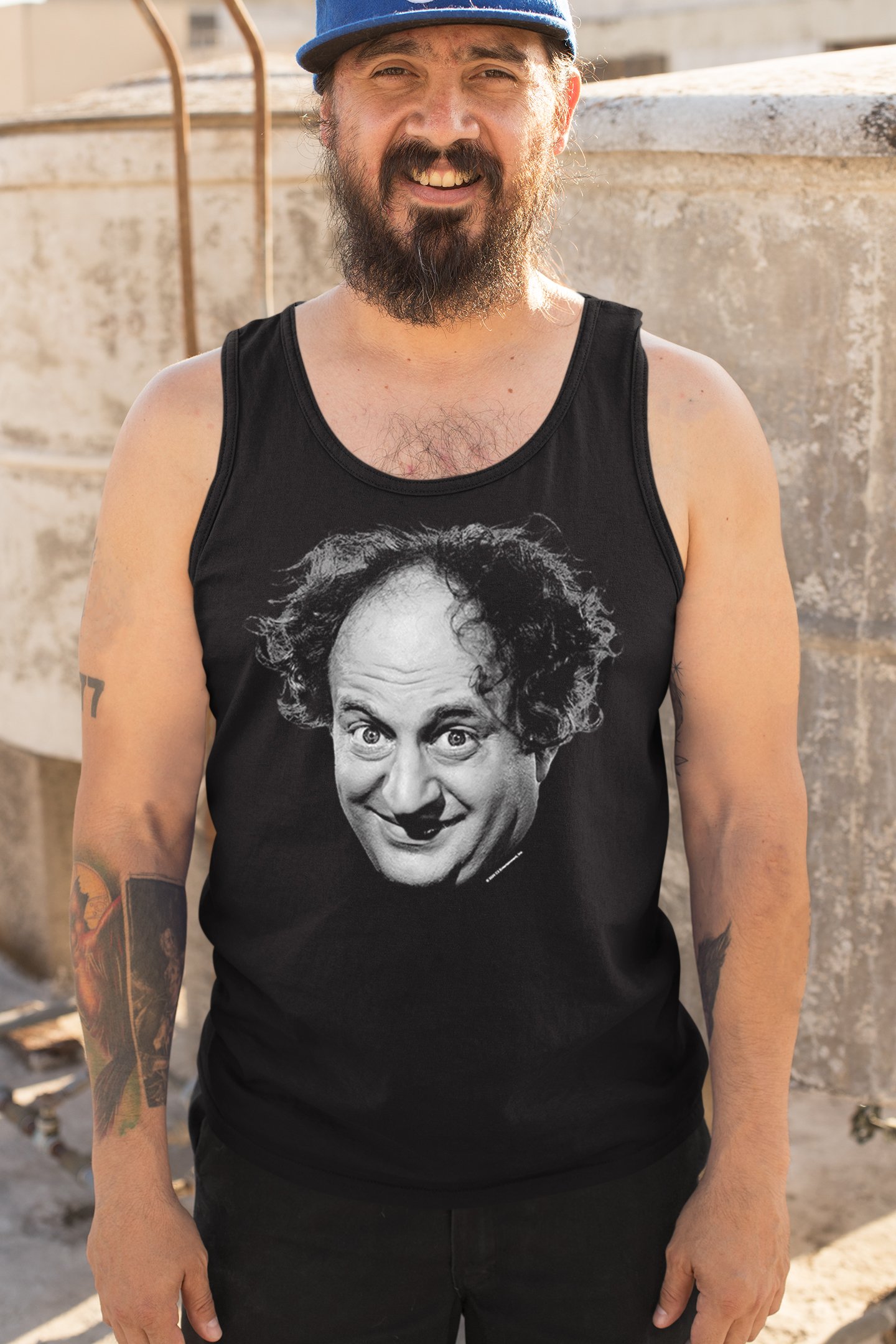 ALTRA Larry The Three Stooges Tank Top Moe Curly Shemp 3 Trio Icone Retro Top Uomo