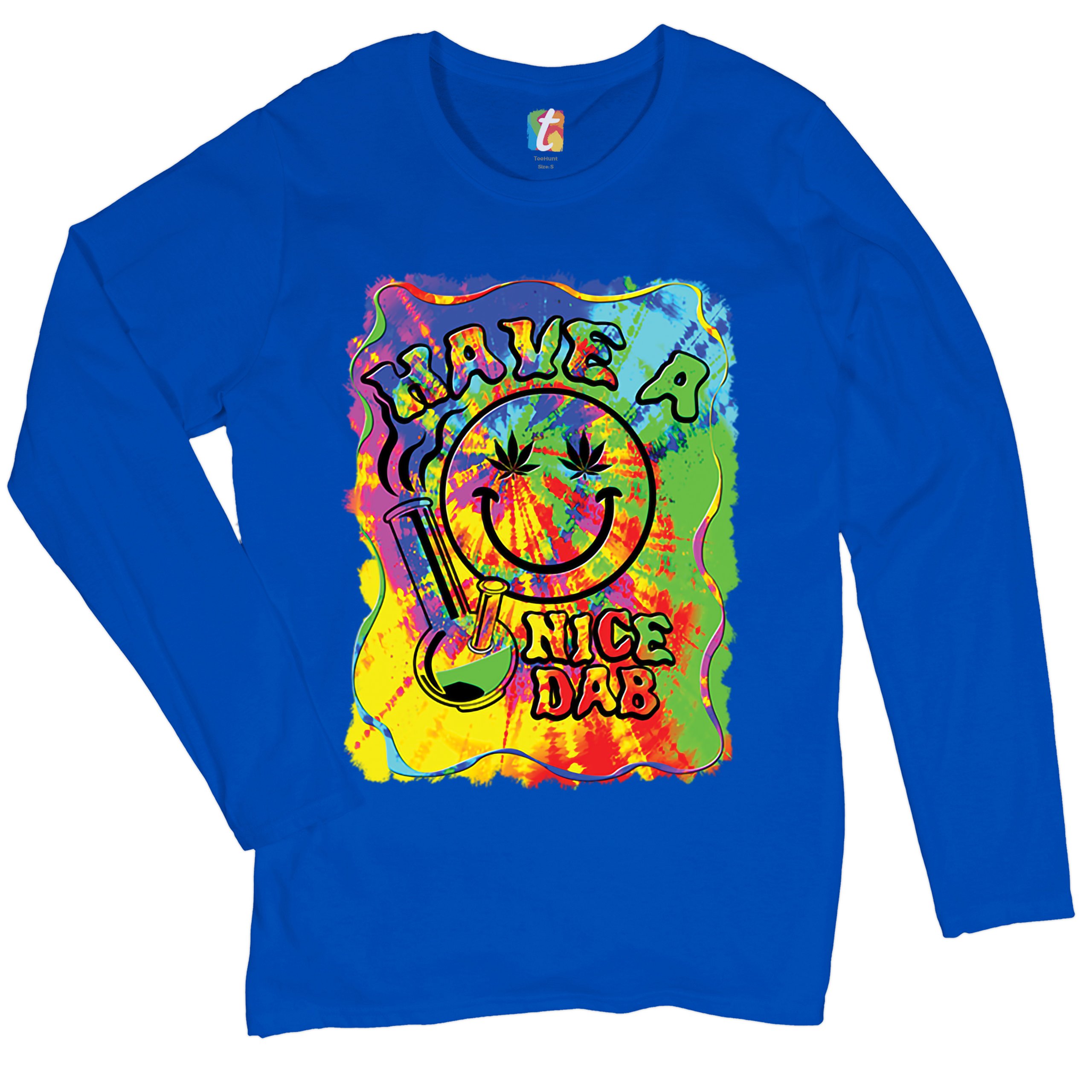 Have a Nice Dab Women's Long Sleeve T-shirt 420 Happy Face Hitting a Weed Bong - Picture 22 of 29